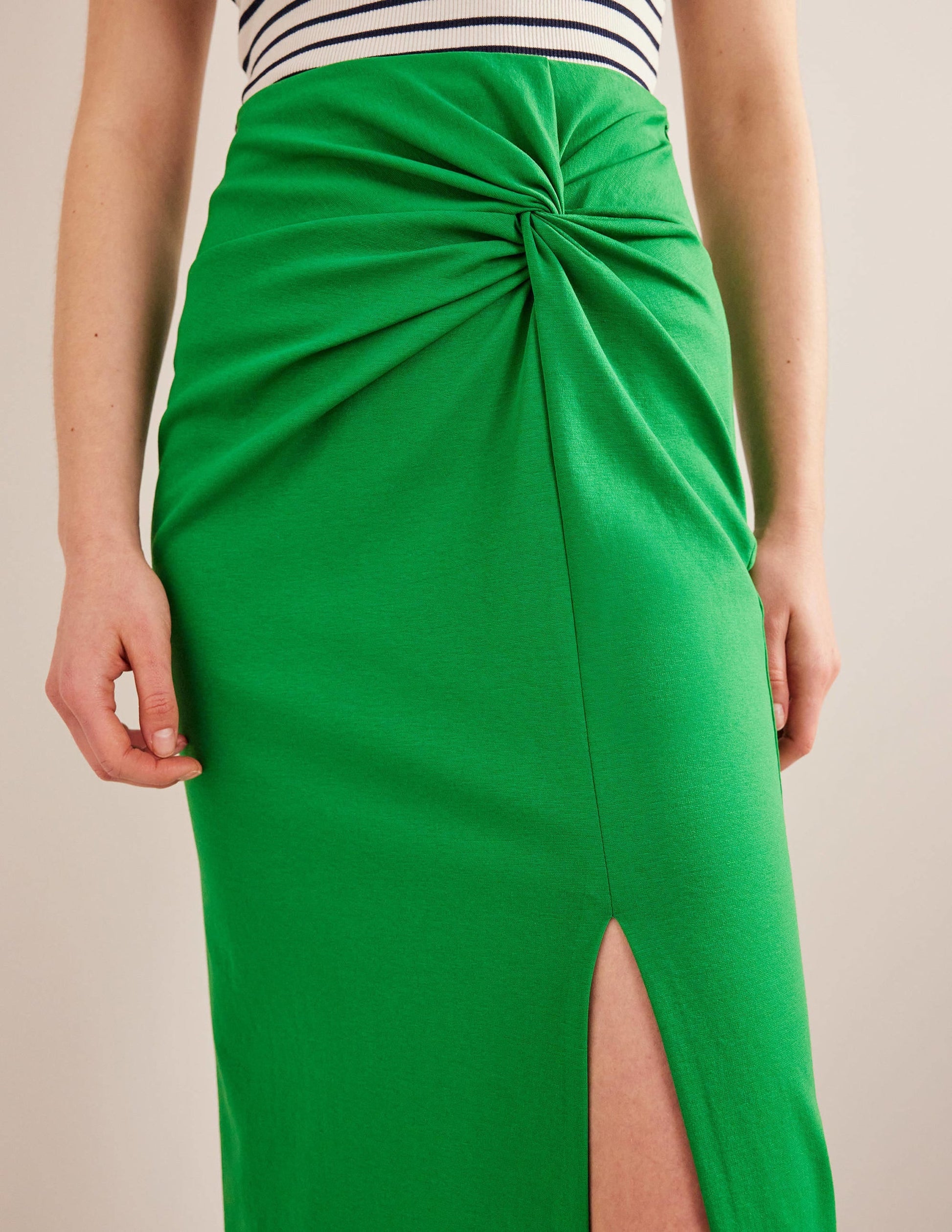 Knot Detail Jersey Midi Skirt-Rolling Hills-2