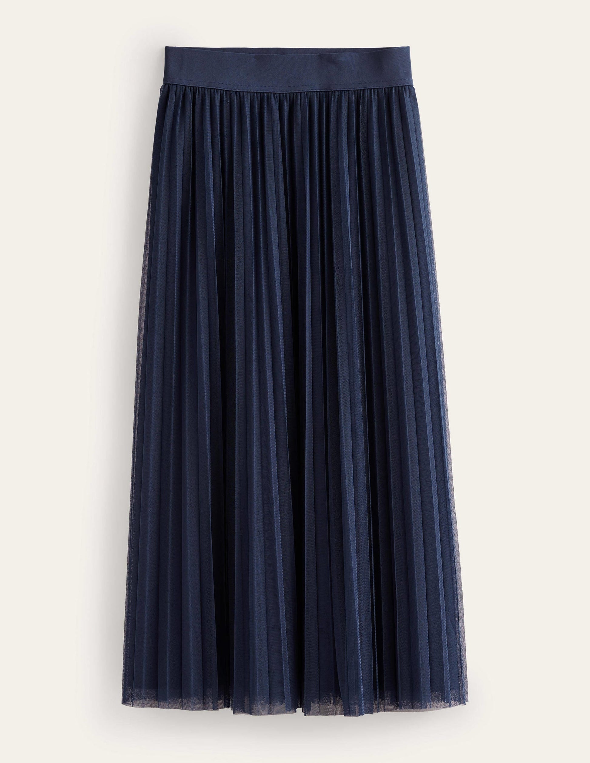Pleated Tulle Skirt-Navy-6