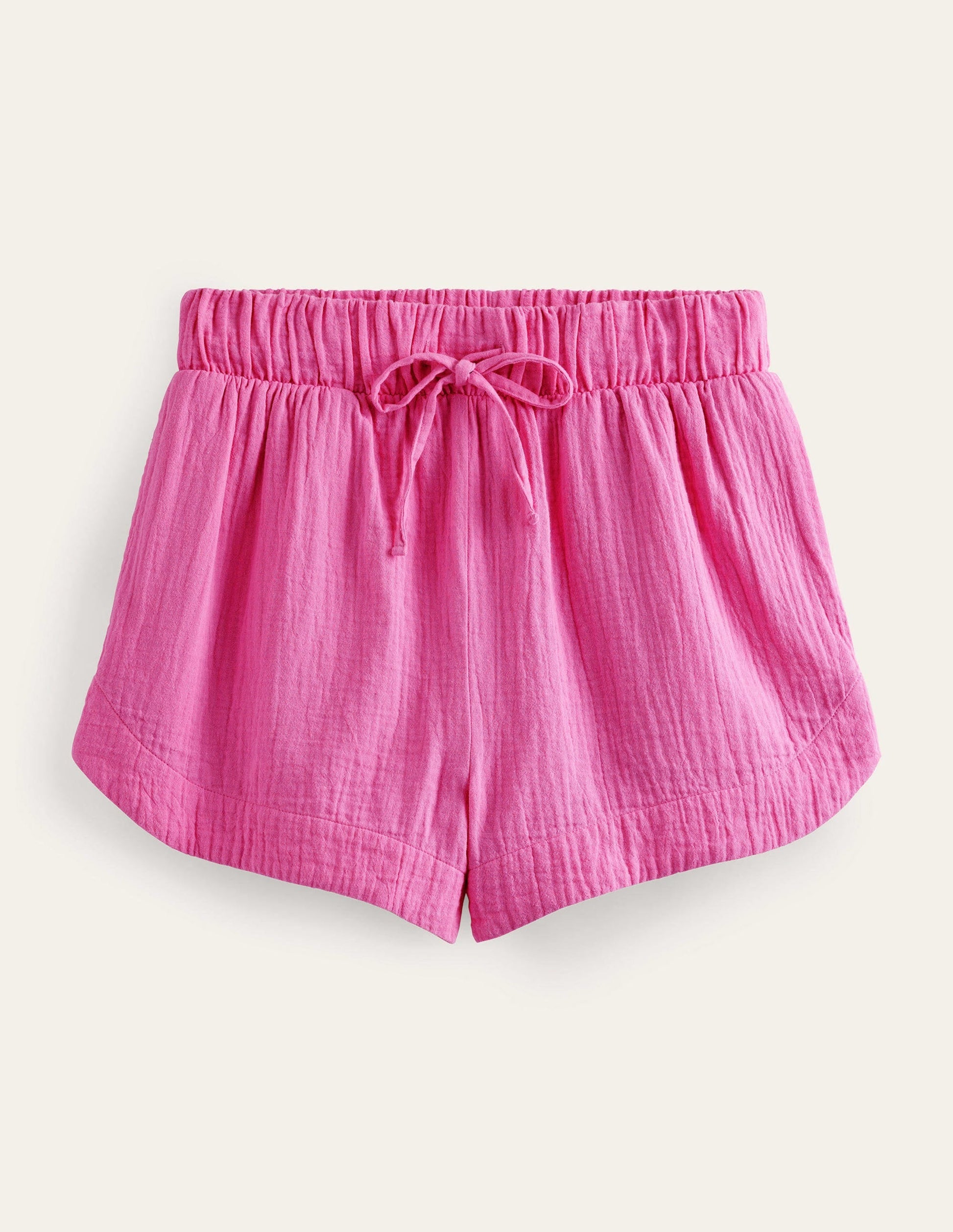 Tie Waist Cheesecloth Shorts-Festival Pink-7