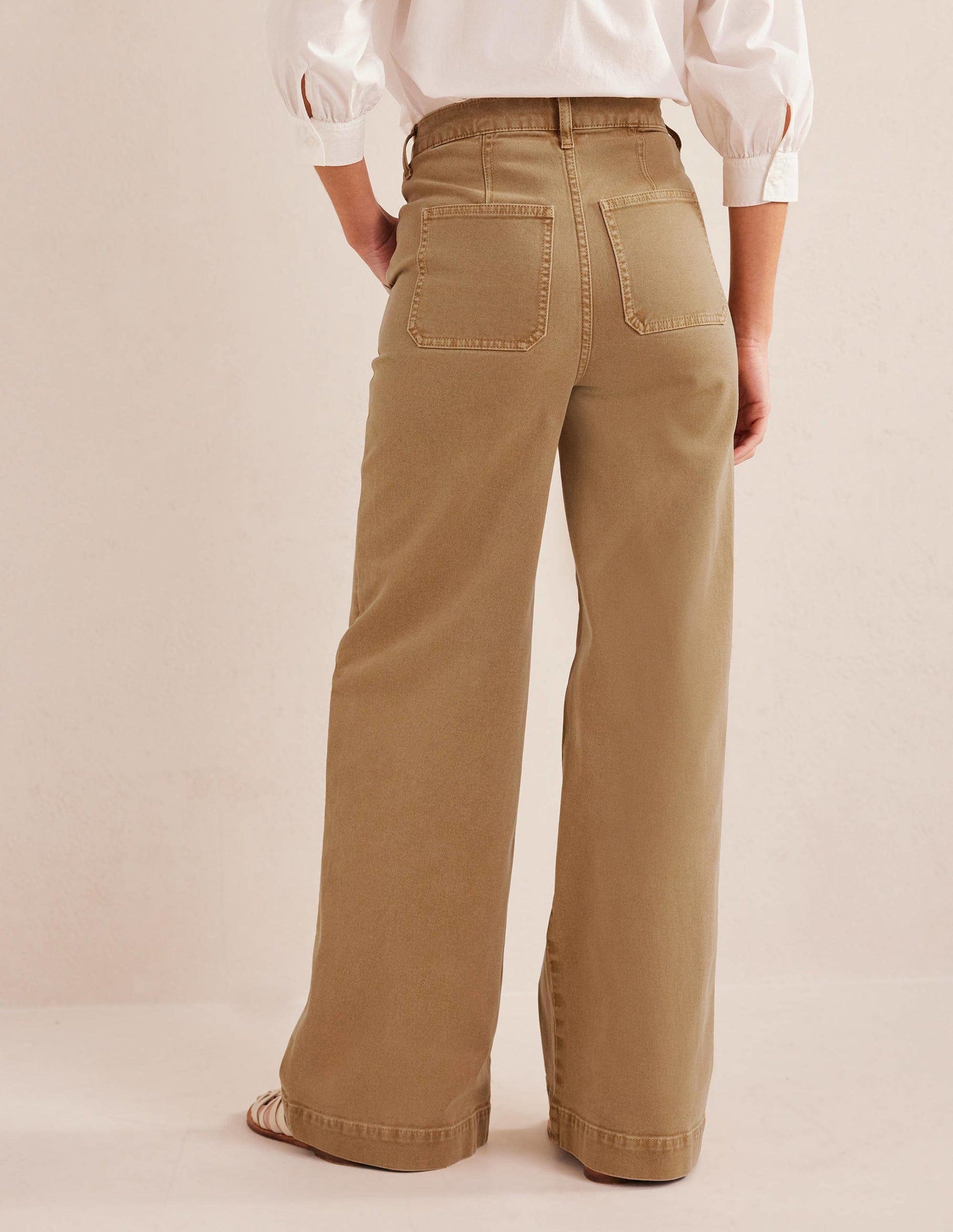 Casual Wide Leg Trousers-Brown-3