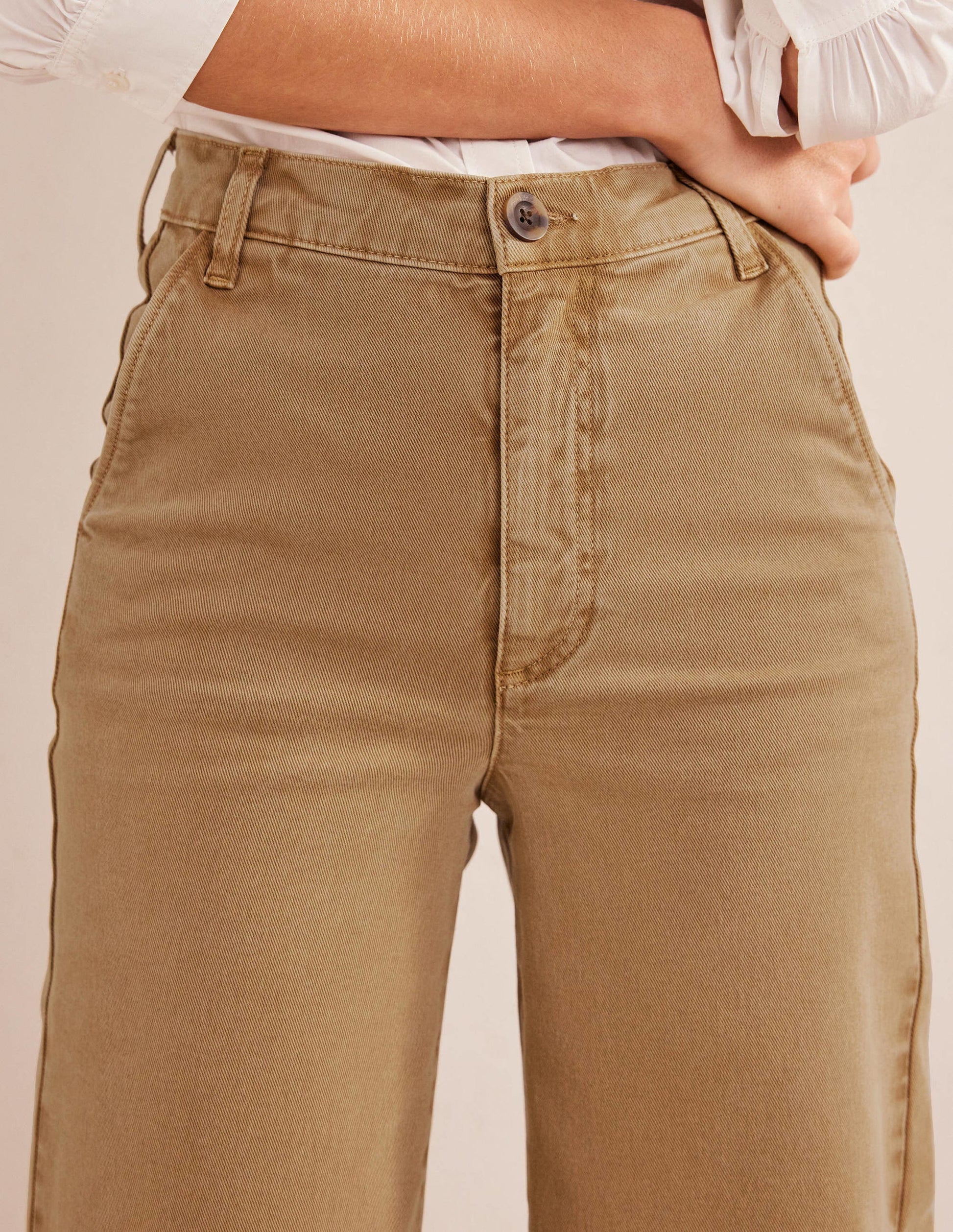 Casual Wide Leg Trousers-Brown-5