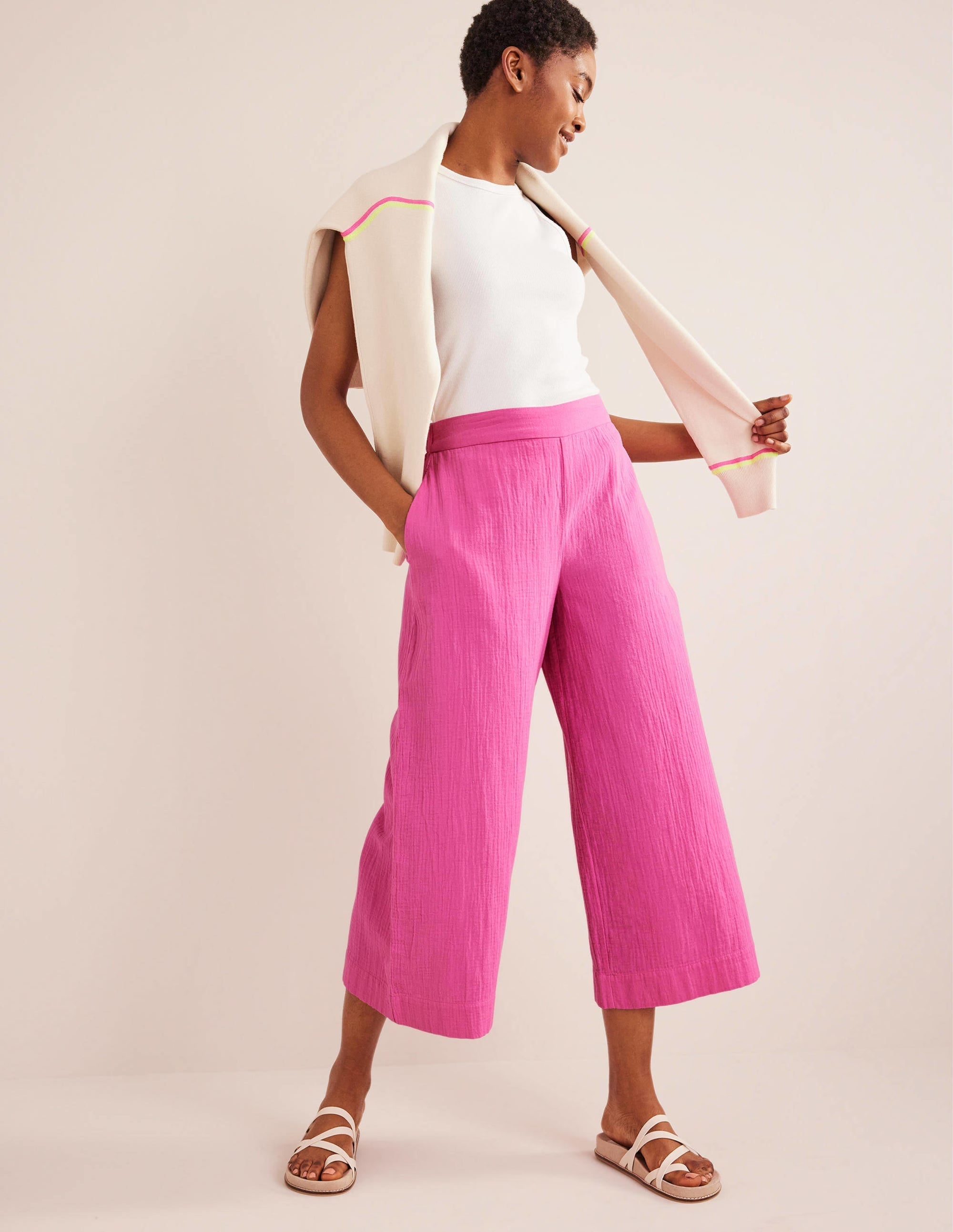 Pull-on Doublecloth Trousers-Festival Pink - Image 1