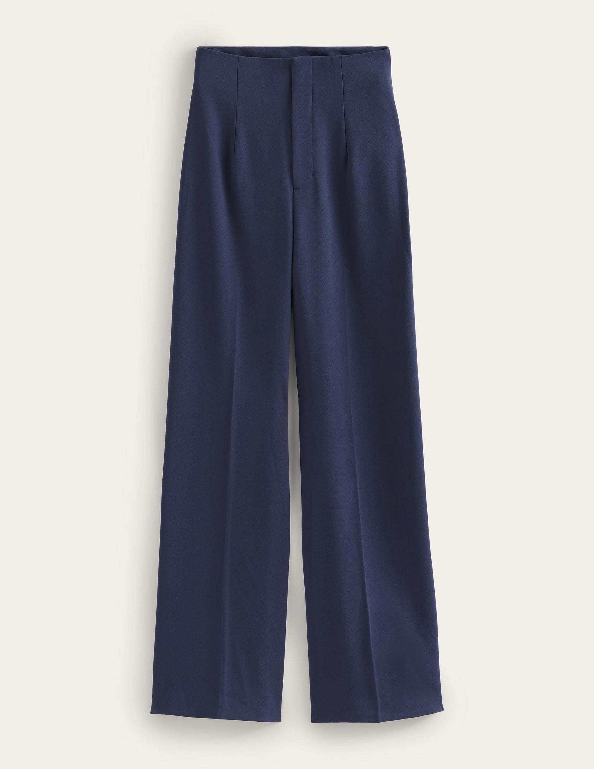 Wide Leg Crepe Trousers-Navy-6
