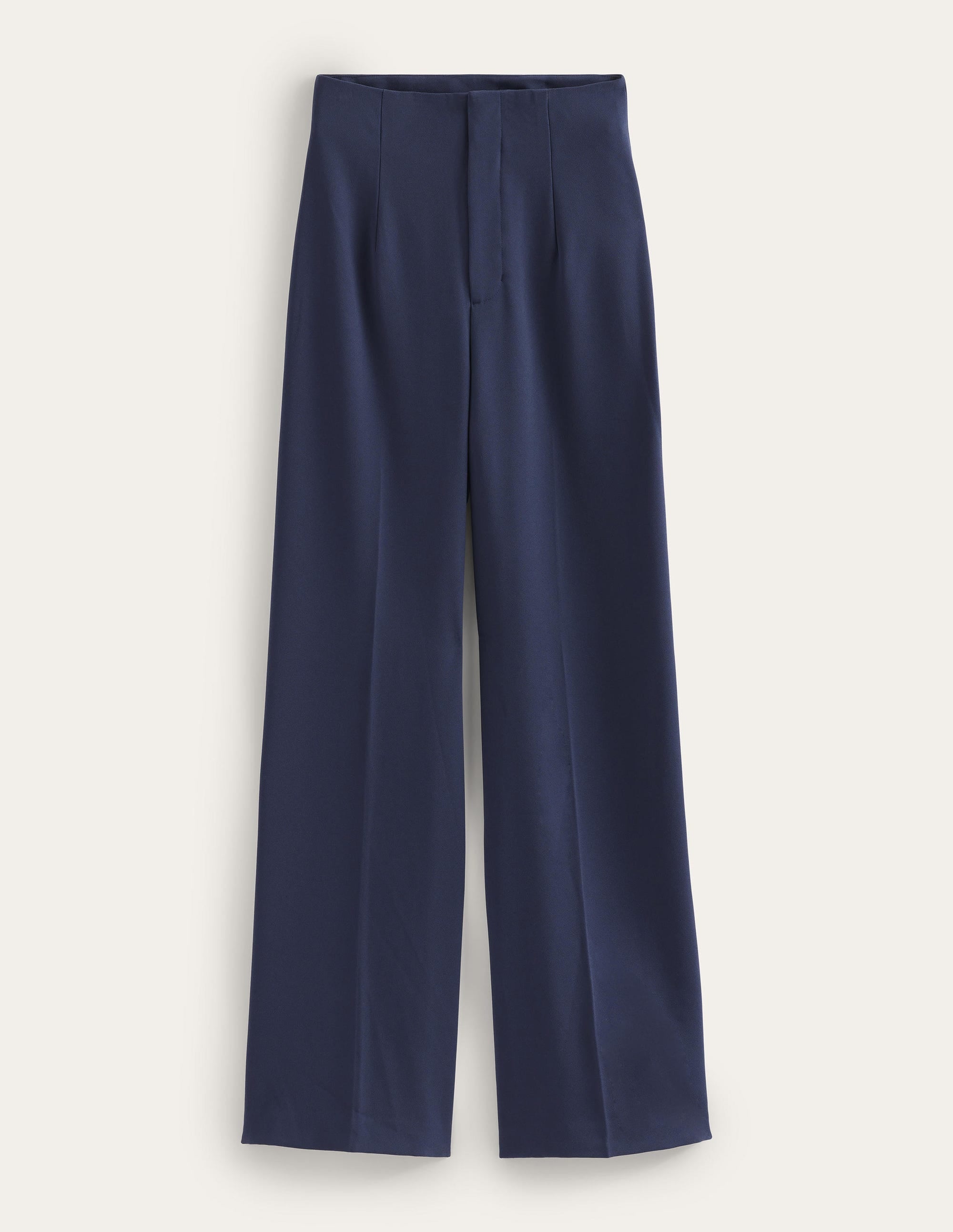 Wide Leg Crepe Trousers-Navy - Image 6