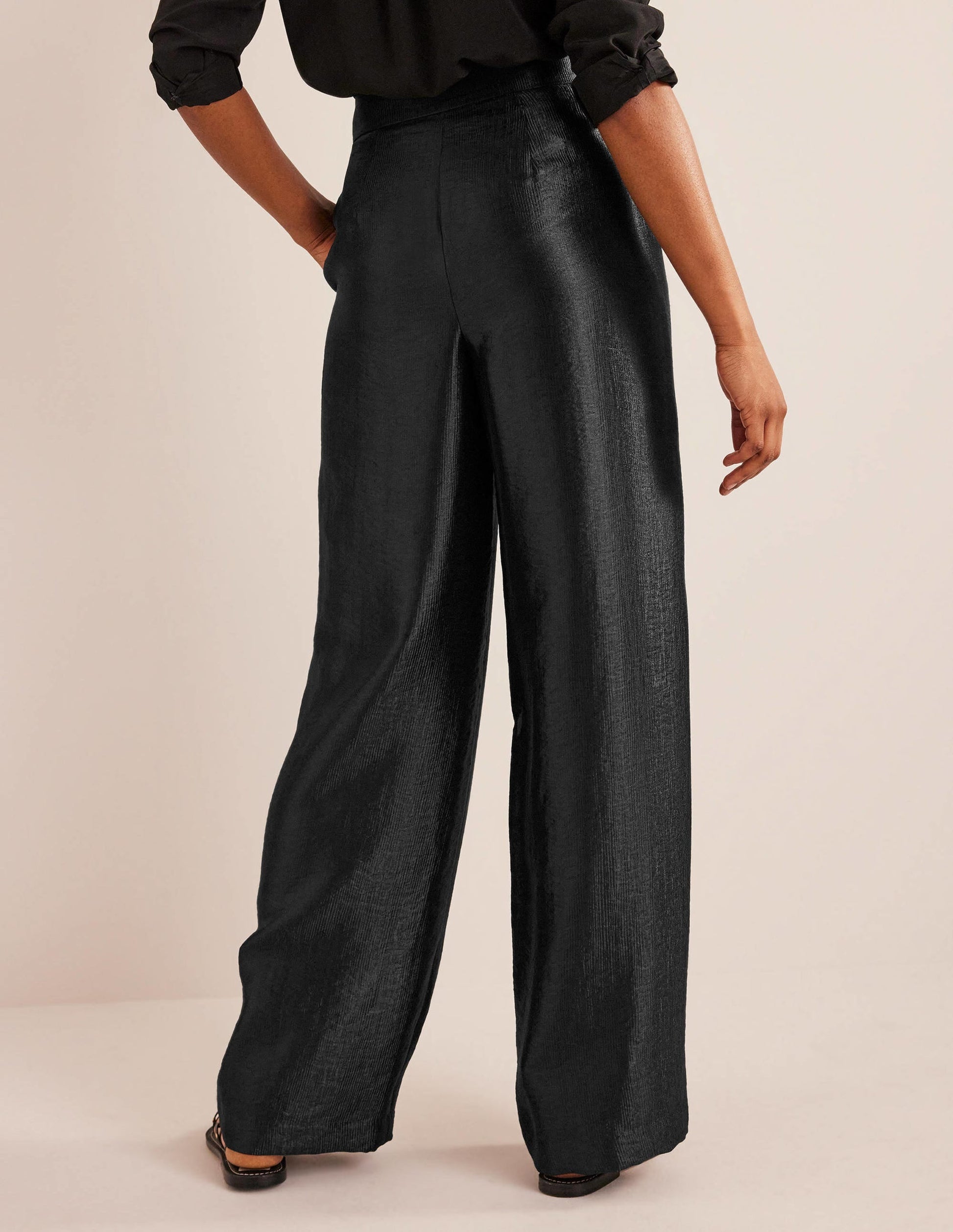 High Rise Palazzo Trousers-Black-3