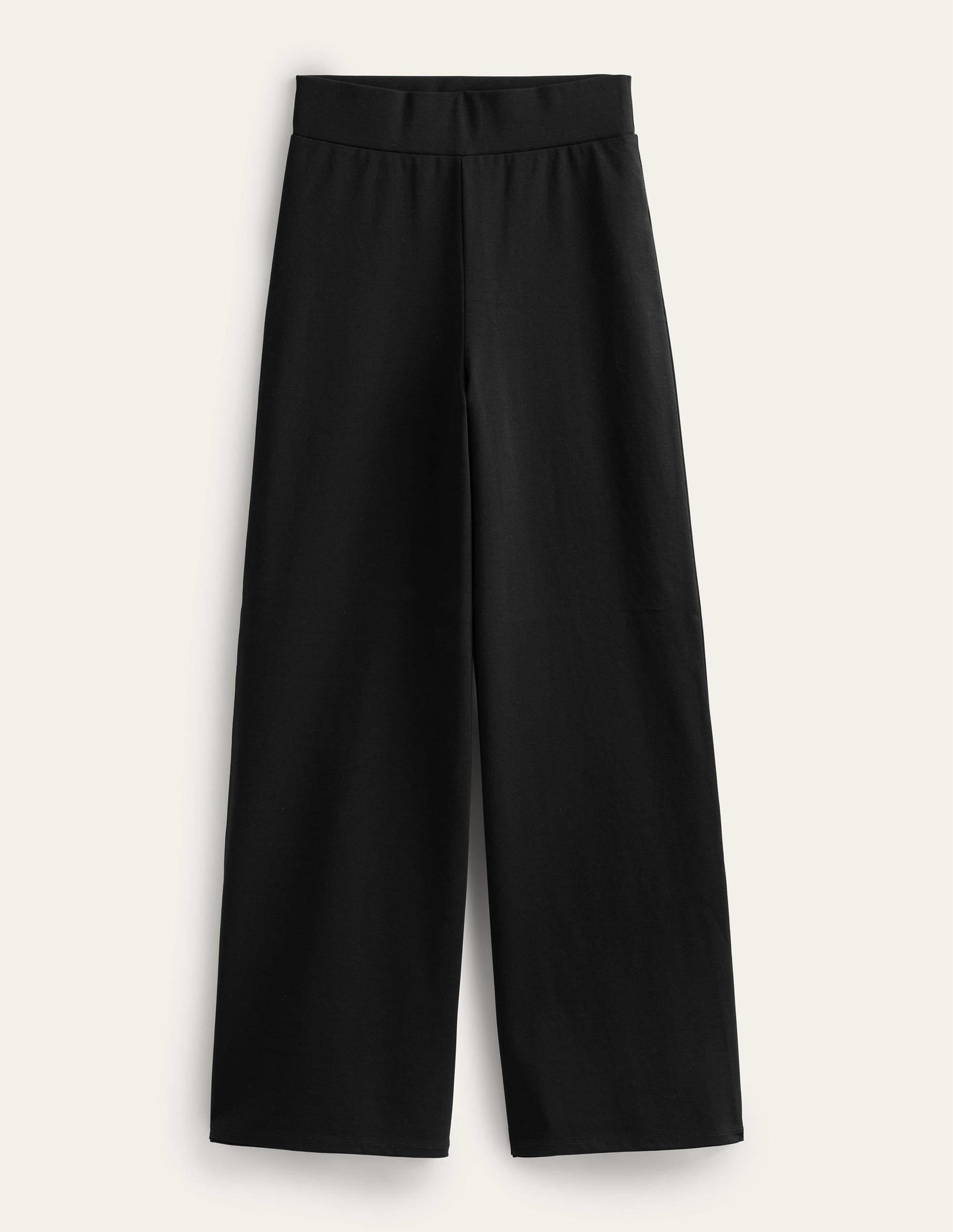 Wide Leg Jersey Trousers-Black-5