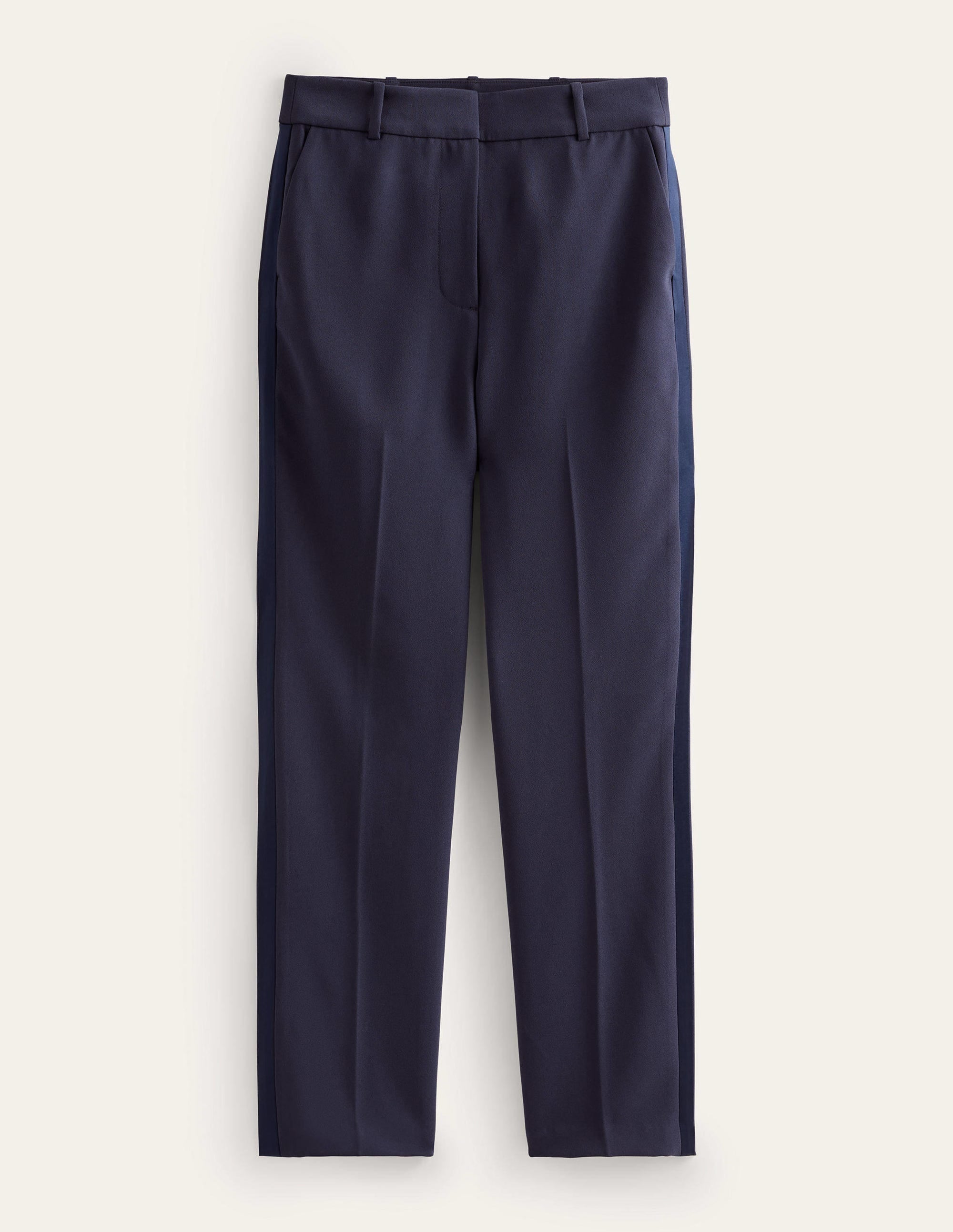 Straight Crepe Trousers-Navy with side stripe - Image 5