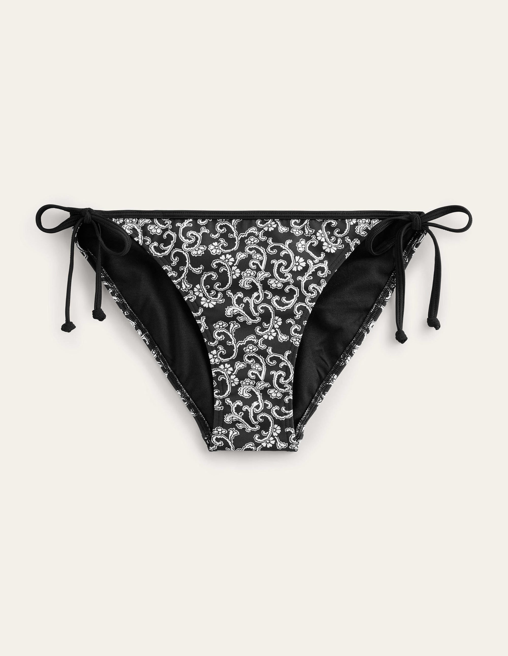 Symi String Bikini Bottoms-Nero, Swirl Sprig - Image 5
