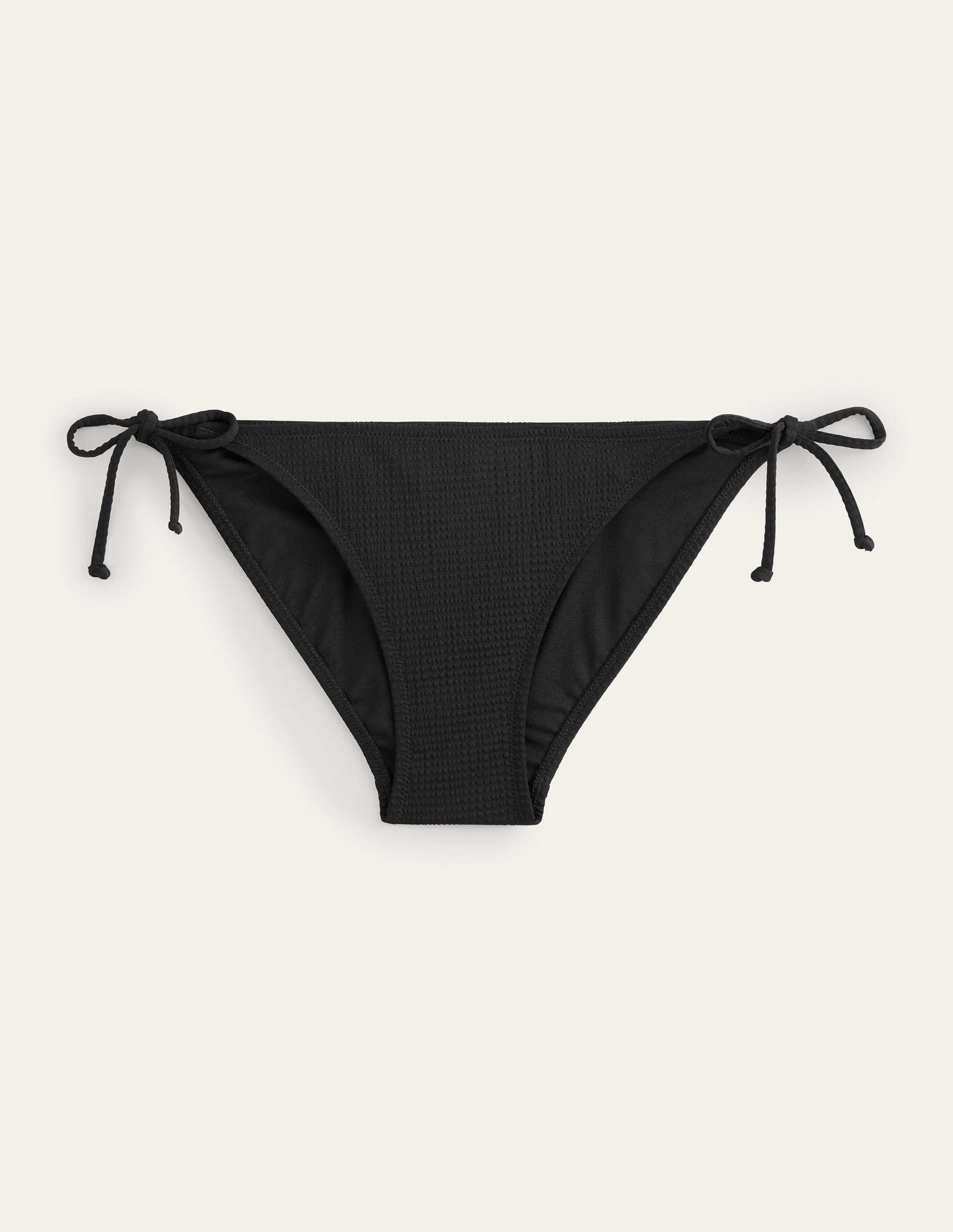 Symi String Bikini Bottoms-Black Seersucker Texture - Image 5