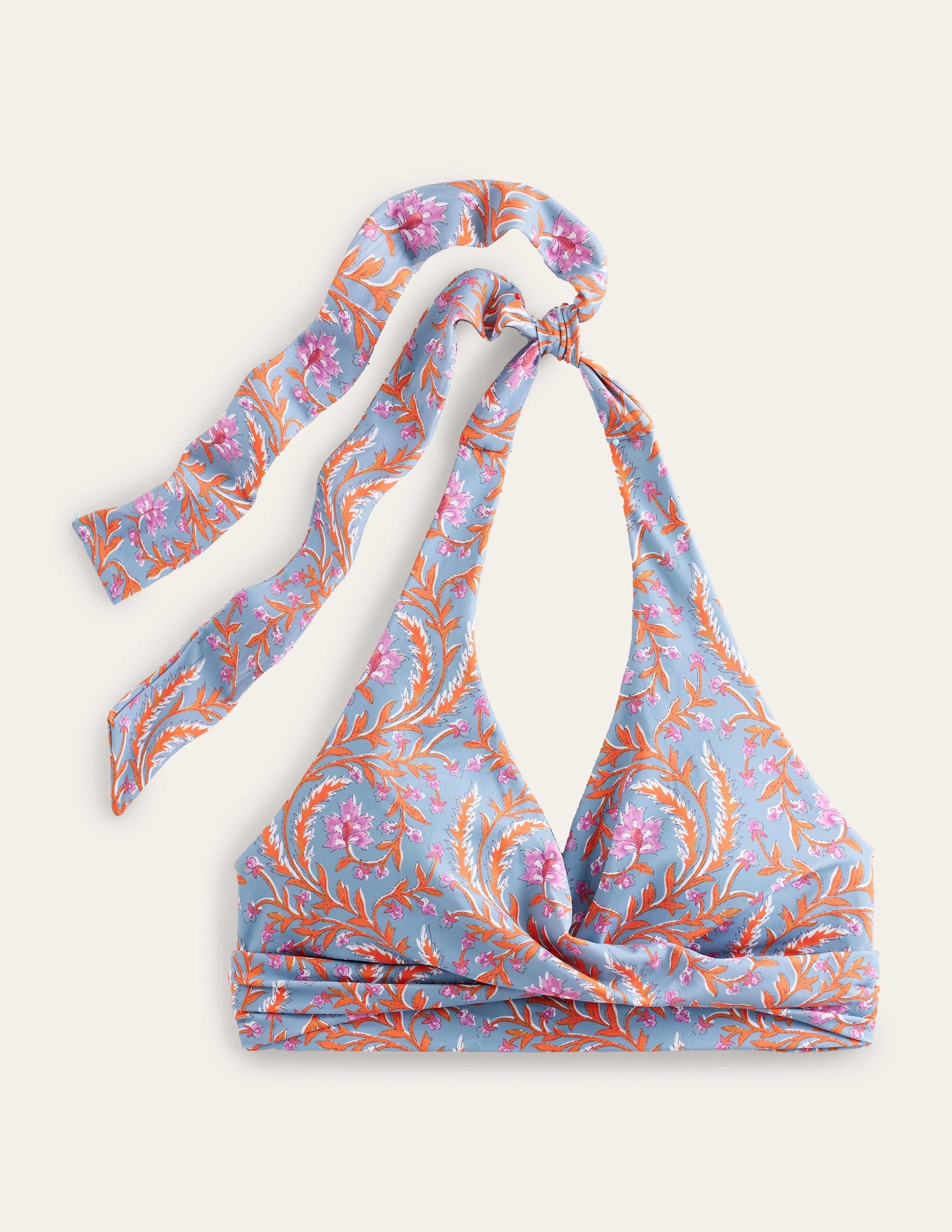 Levanzo Halter Bikini Top-Delph Blue, Opulent Vine - Image 4