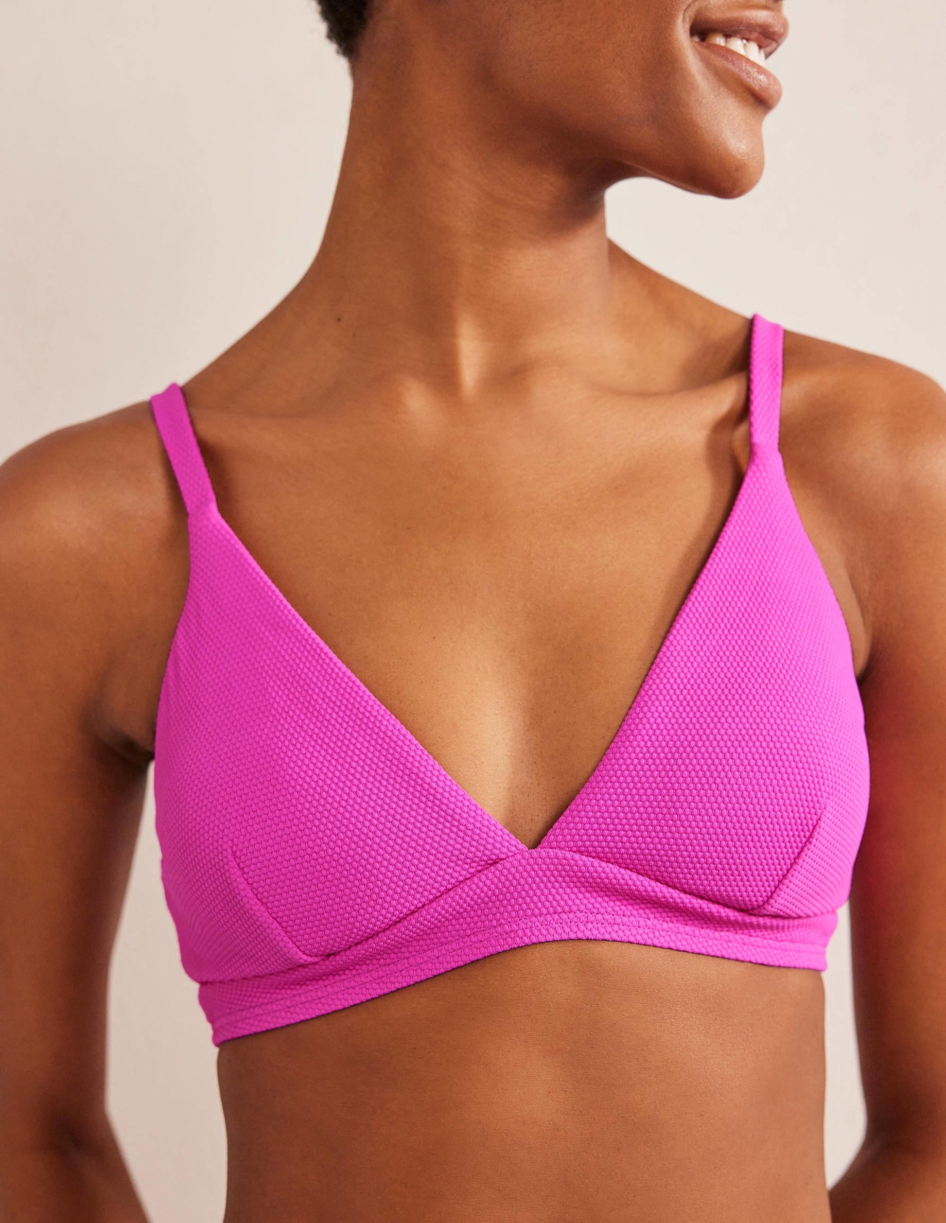 Arezzo V-neck Bikini Top-Amazing Pink Texture-2