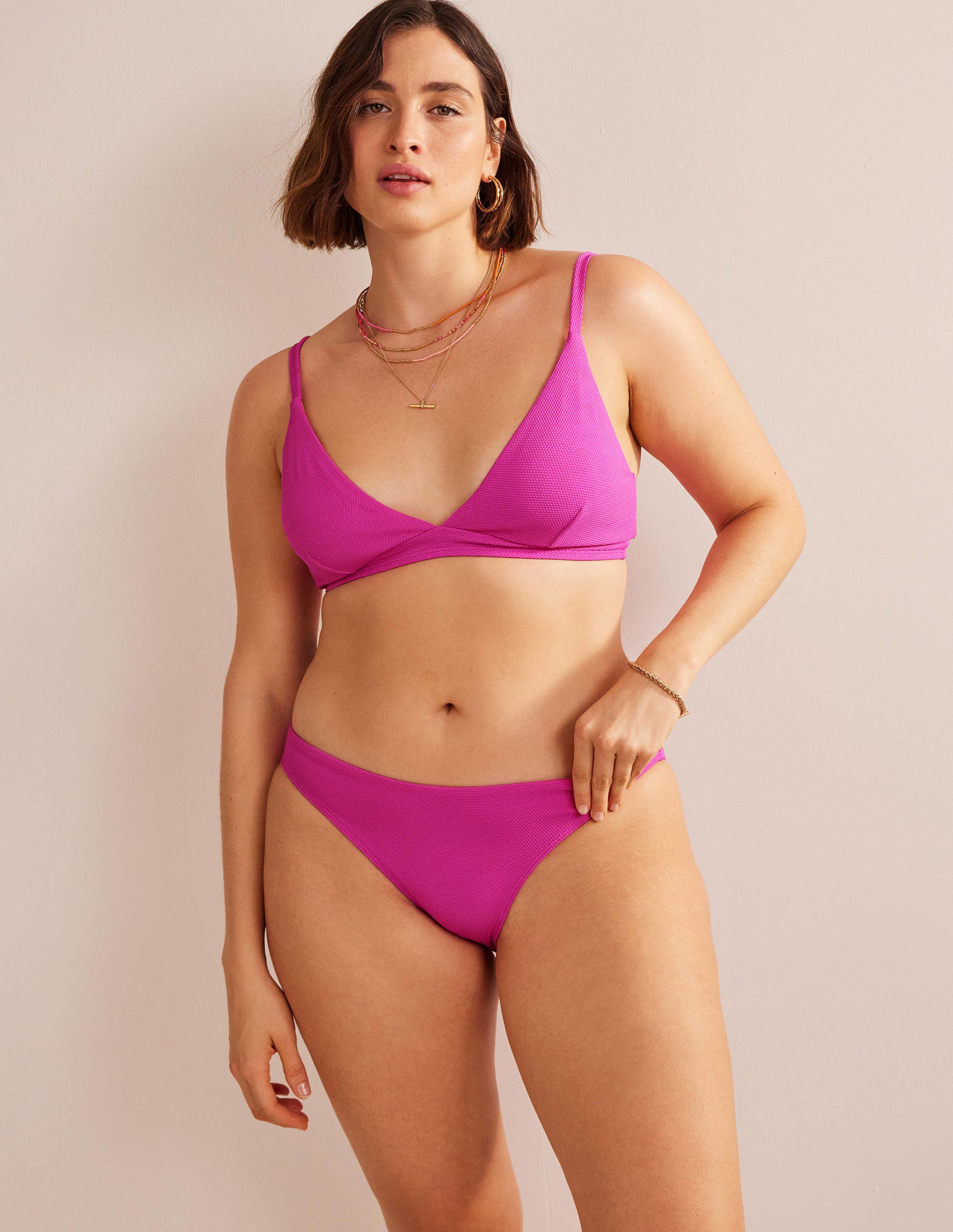 Arezzo V-neck Bikini Top-Amazing Pink Texture - Image 5