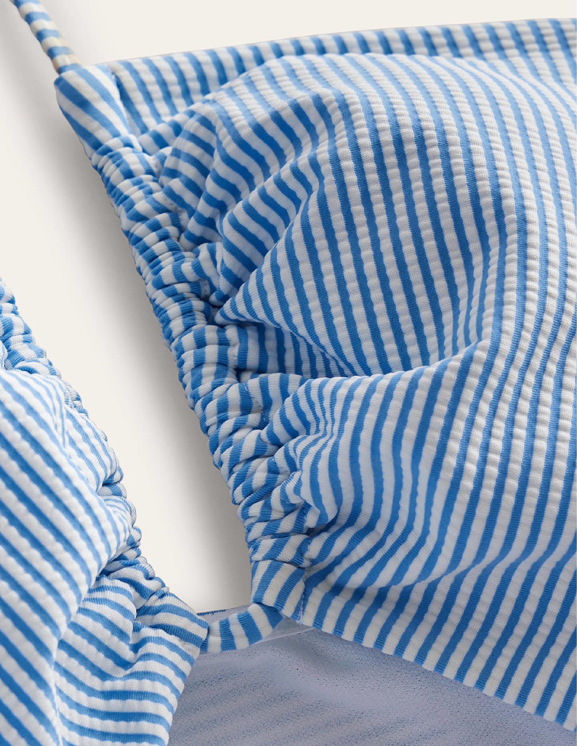 Cut-out Detail String Swimsuit-Blue, Ivory Seersucker Stripe - Image 5