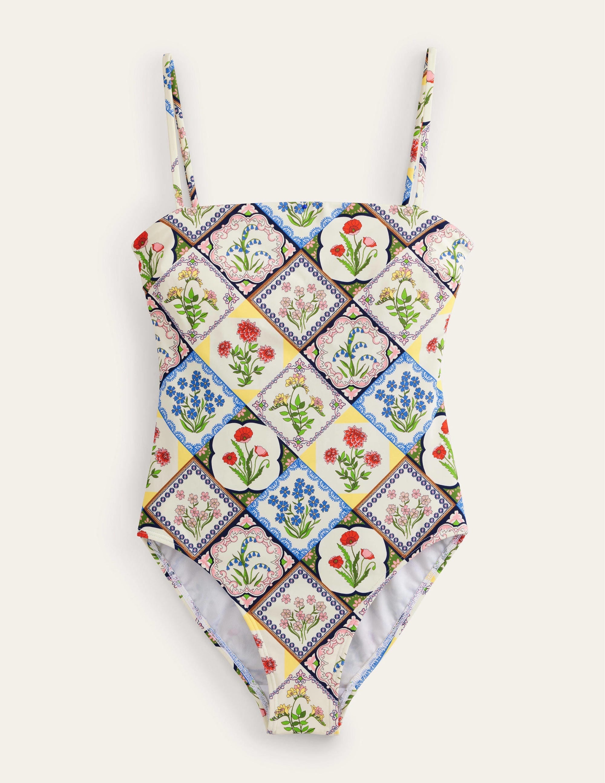 Skinny Strap Swimsuit-Ivory, Wild Bluebell - Image 5