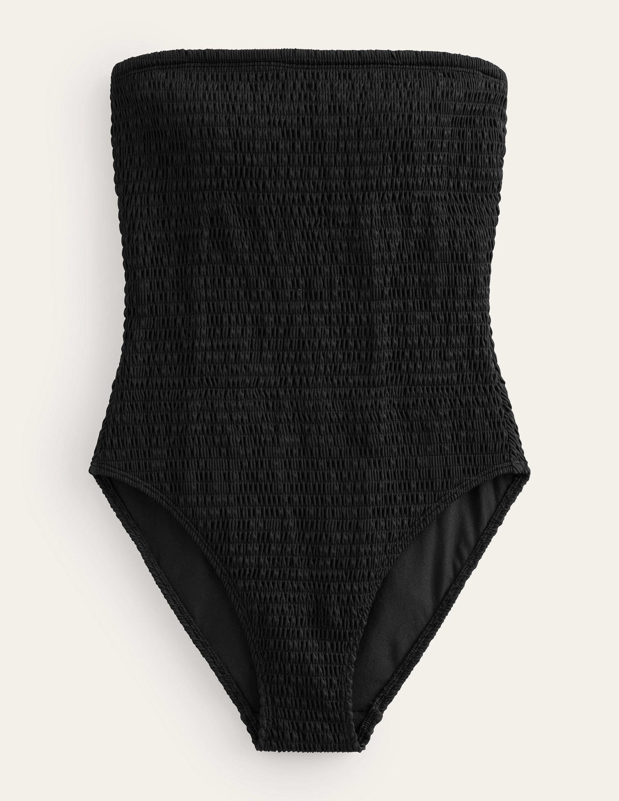 Milos Smocked Bandeau Swimsuit-Black - Image 7