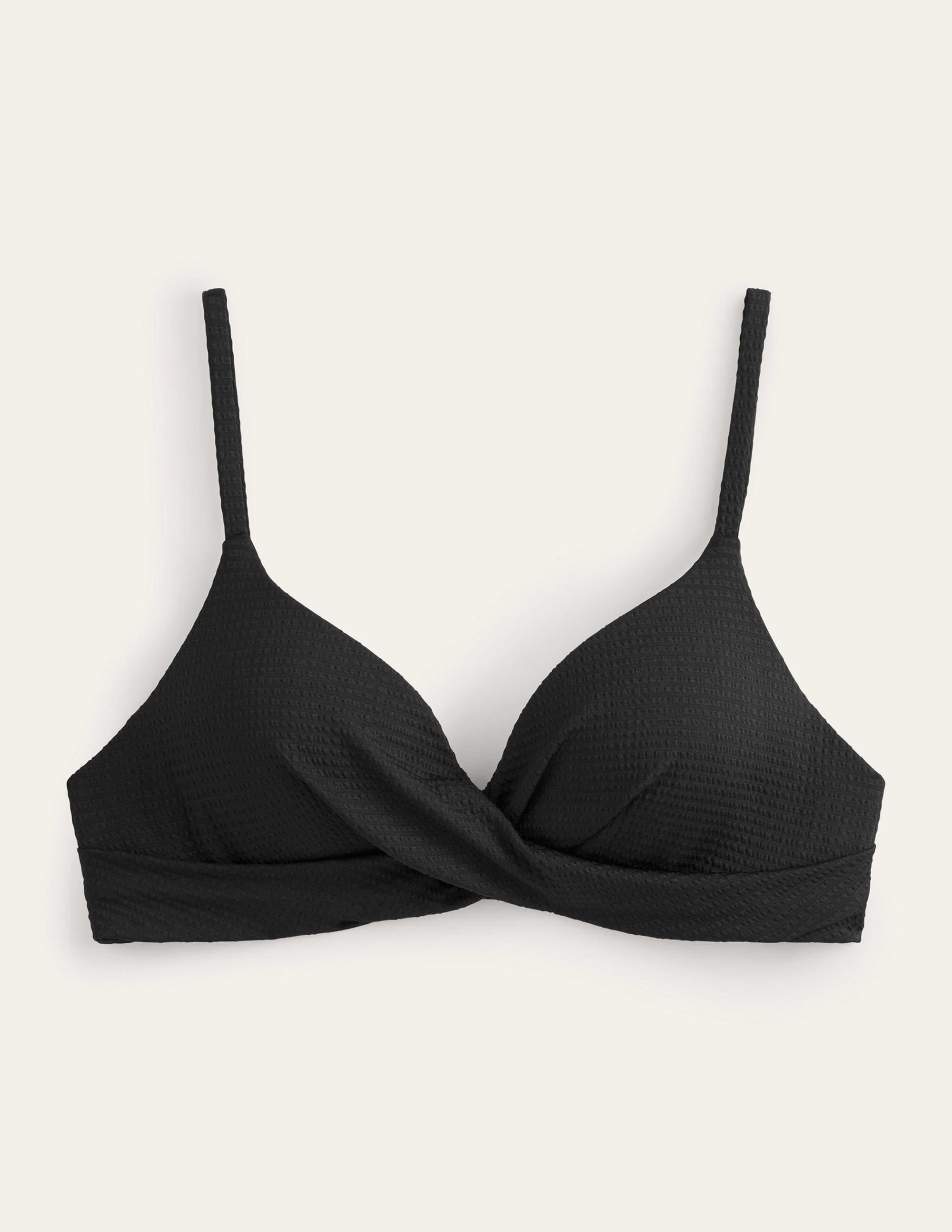 Capri Cup-size Bikini Top-Black Seersucker Texture - Image 2