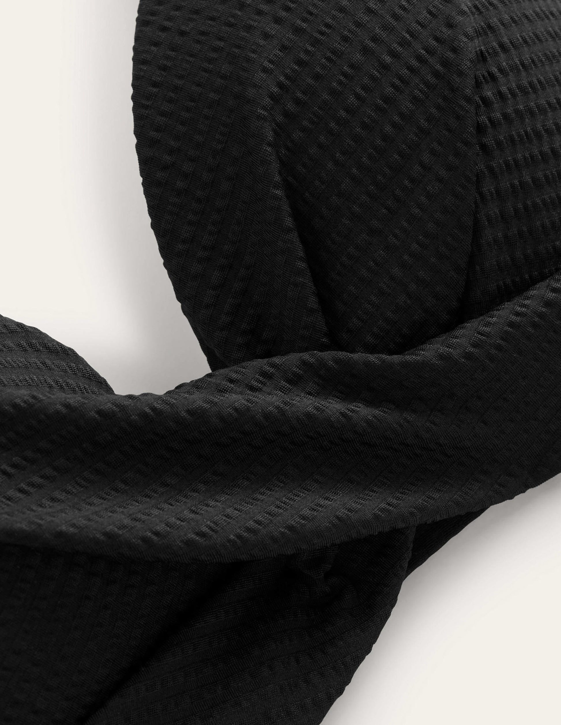 Capri Cup-size Bikini Top-Black Seersucker Texture-3