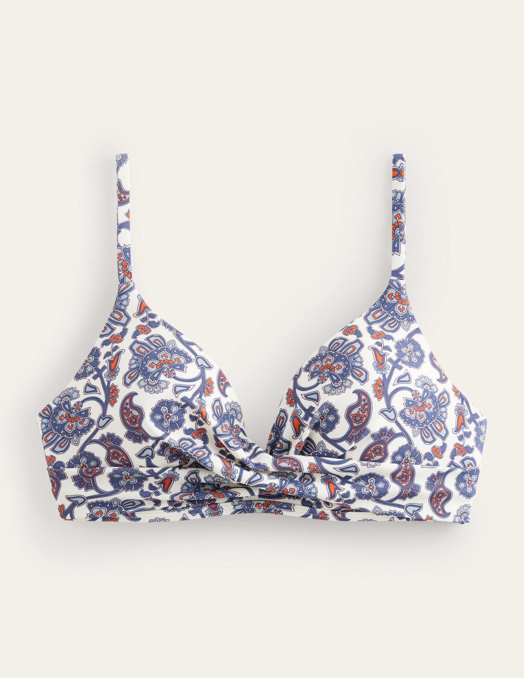 Capri Cup-size Bikini Top-Ivory, Blue Paisley - Image 7