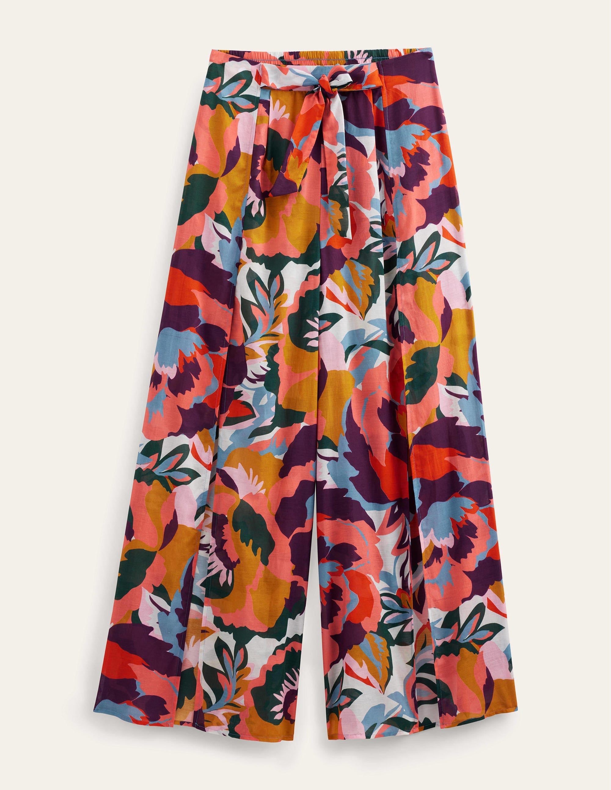 Pull On Side Split Trousers-Multi, Abstract Rose - Image 6