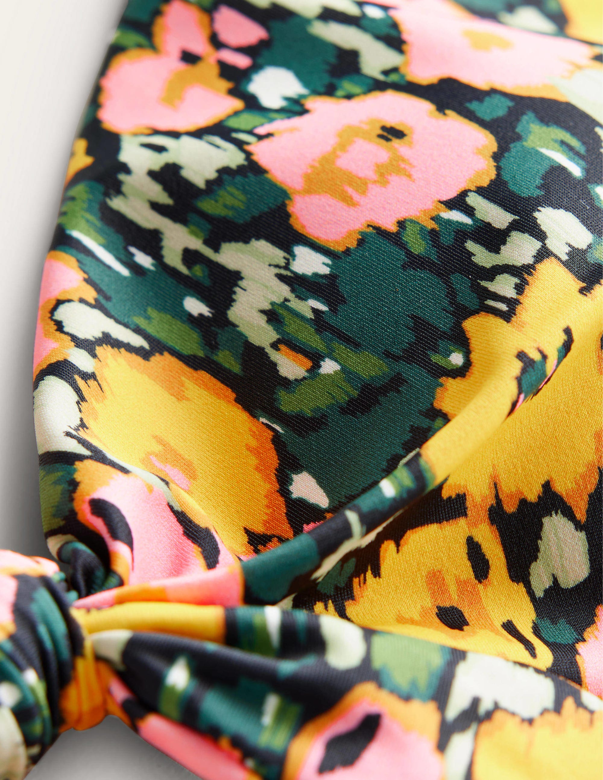 Cap Sleeve Tie Bikini Top-Emerald Night, Abstract Poppy - Image 6
