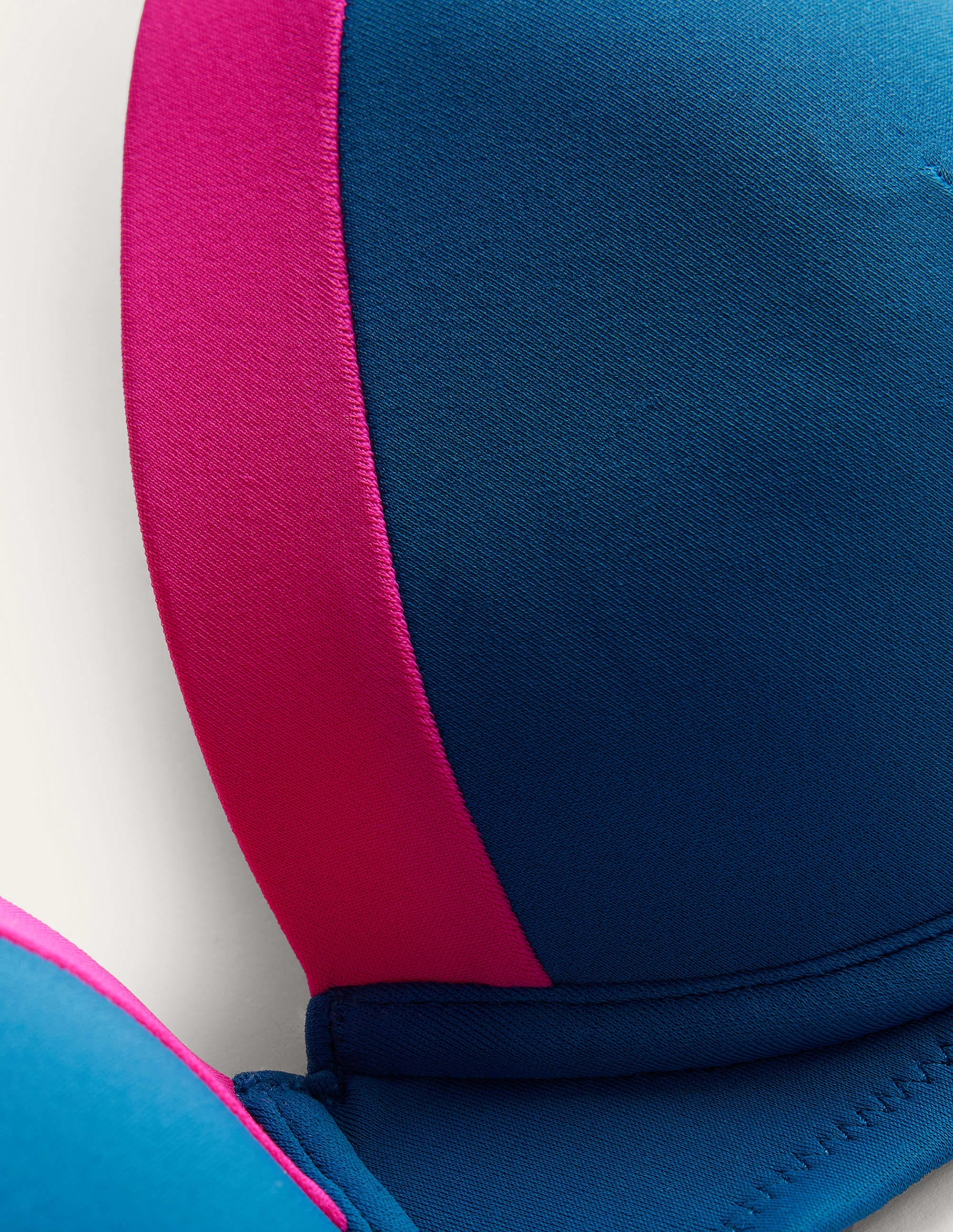 Panelled Cup-size Bikini Top-Blue, Yellow Colourblock - Image 6