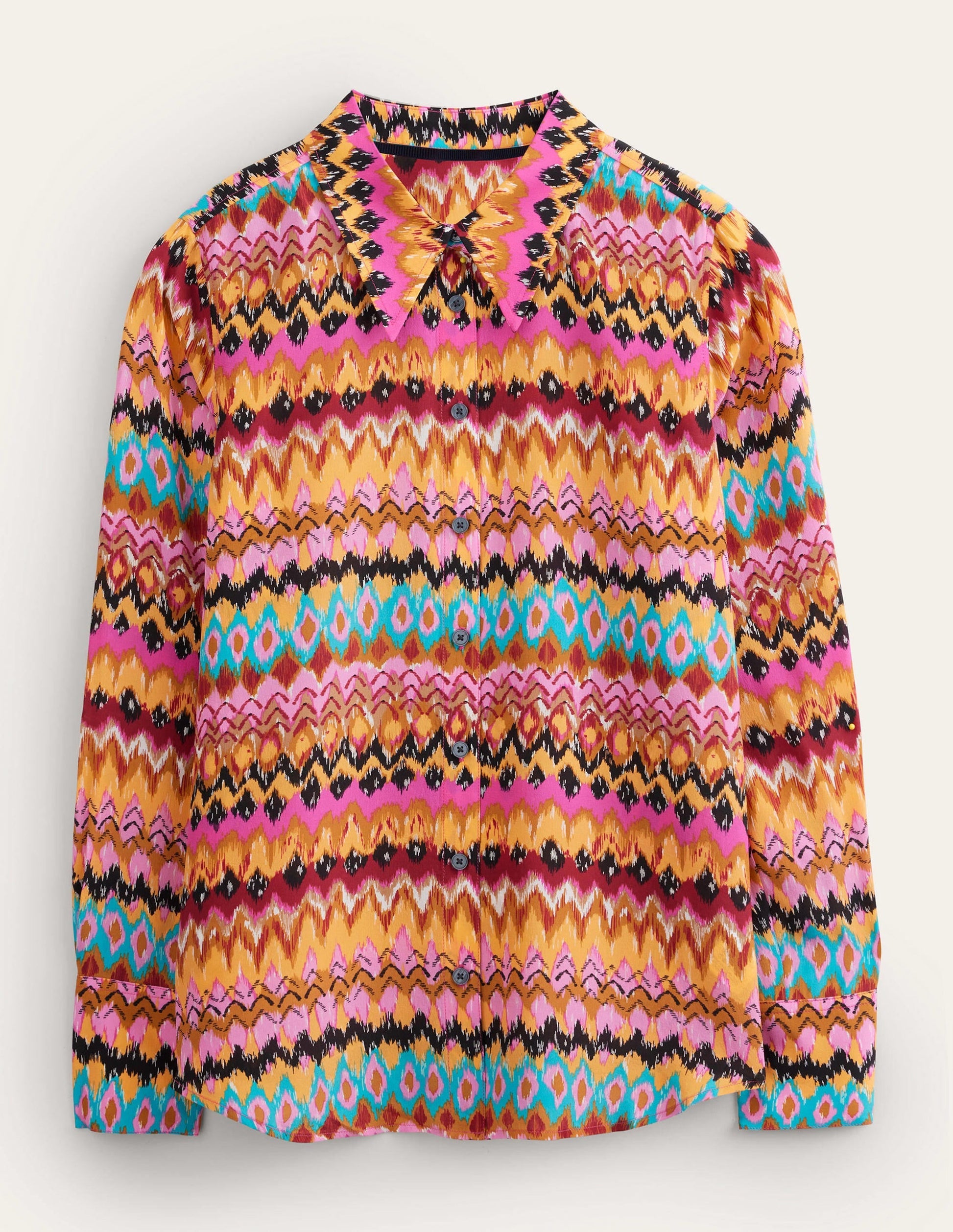 Silk Shirt-Multi, Textured Ikat-3