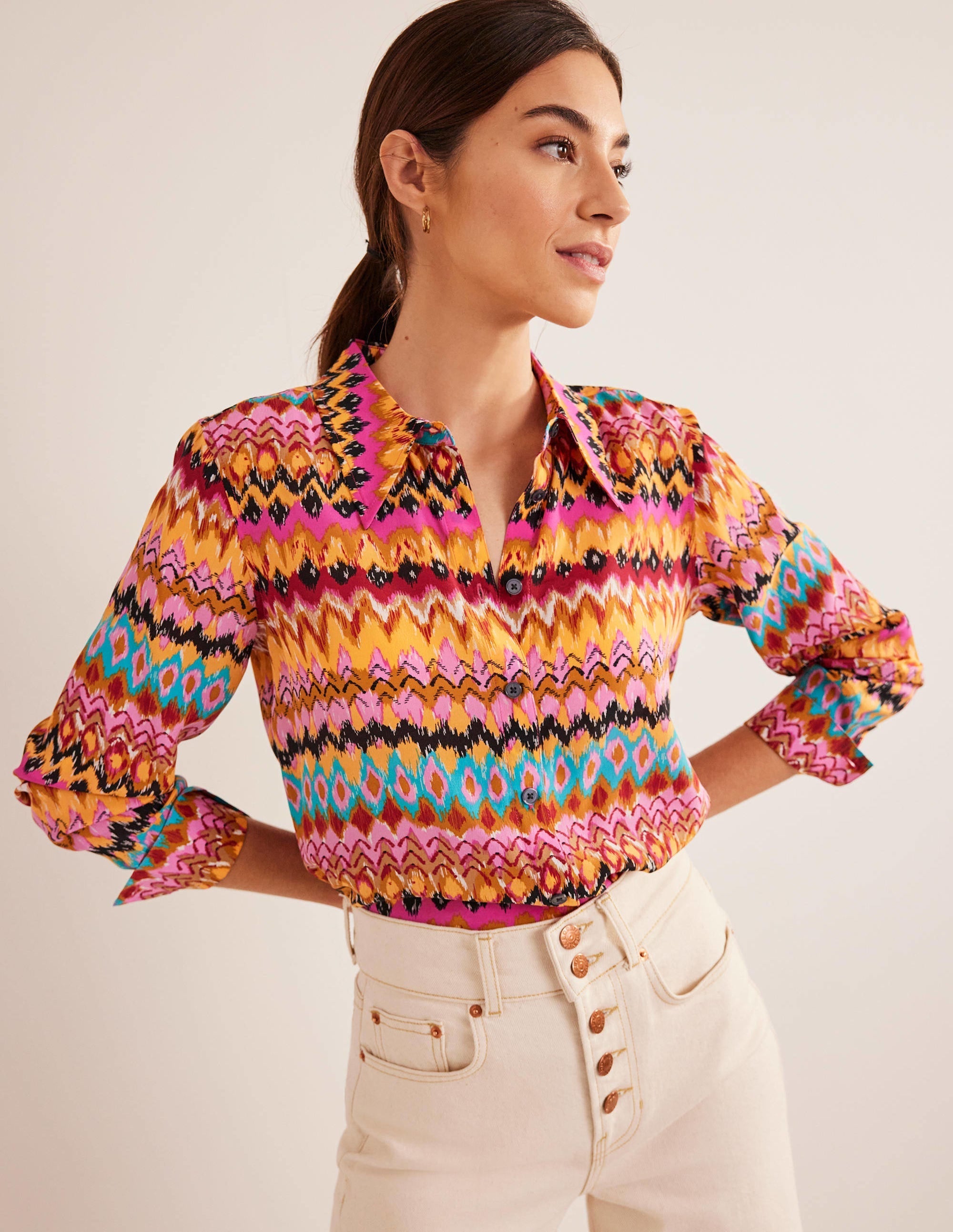 Silk Shirt-Multi, Textured Ikat - Image 2