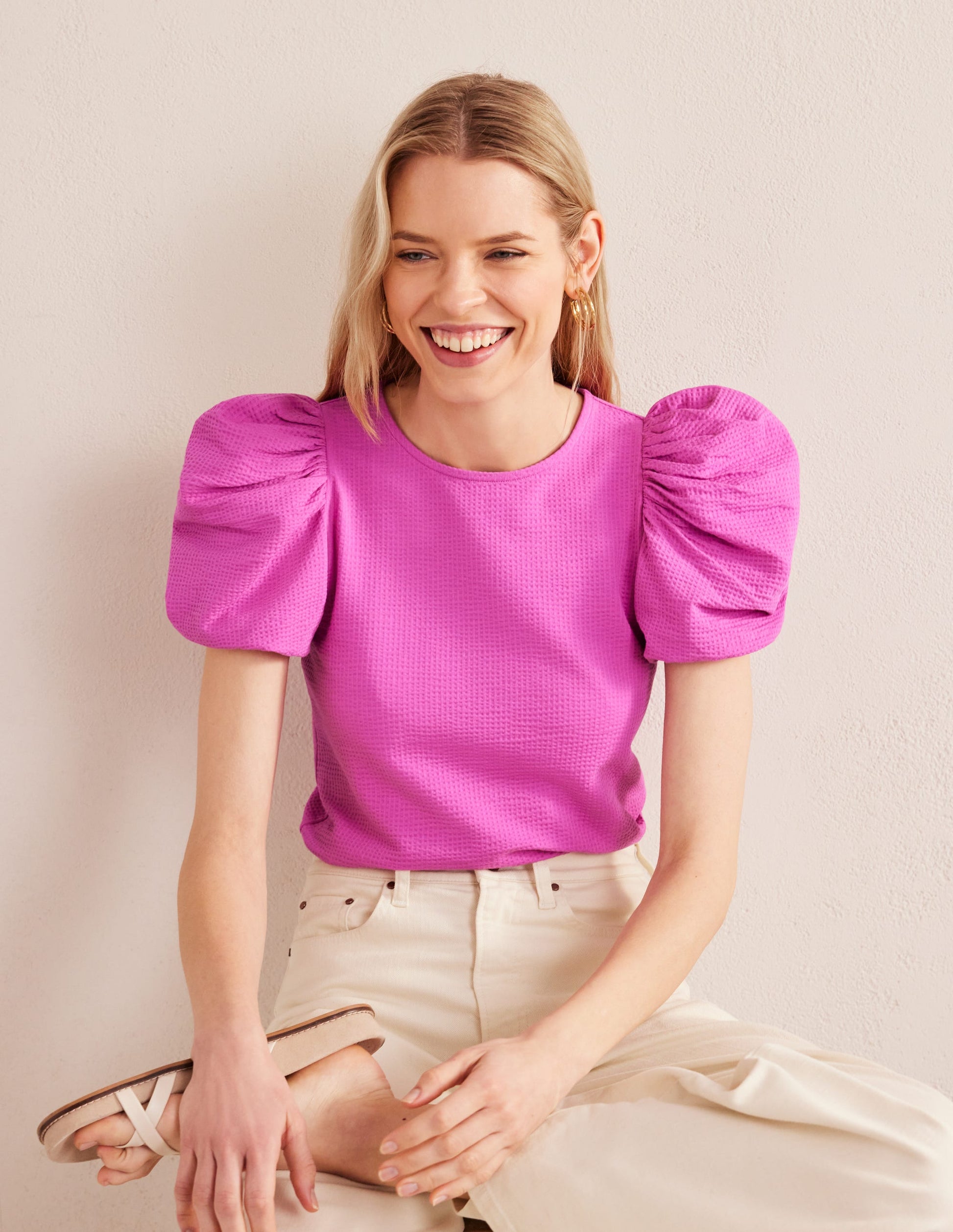 Puff Sleeve Jersey Top-Rose Violet-1