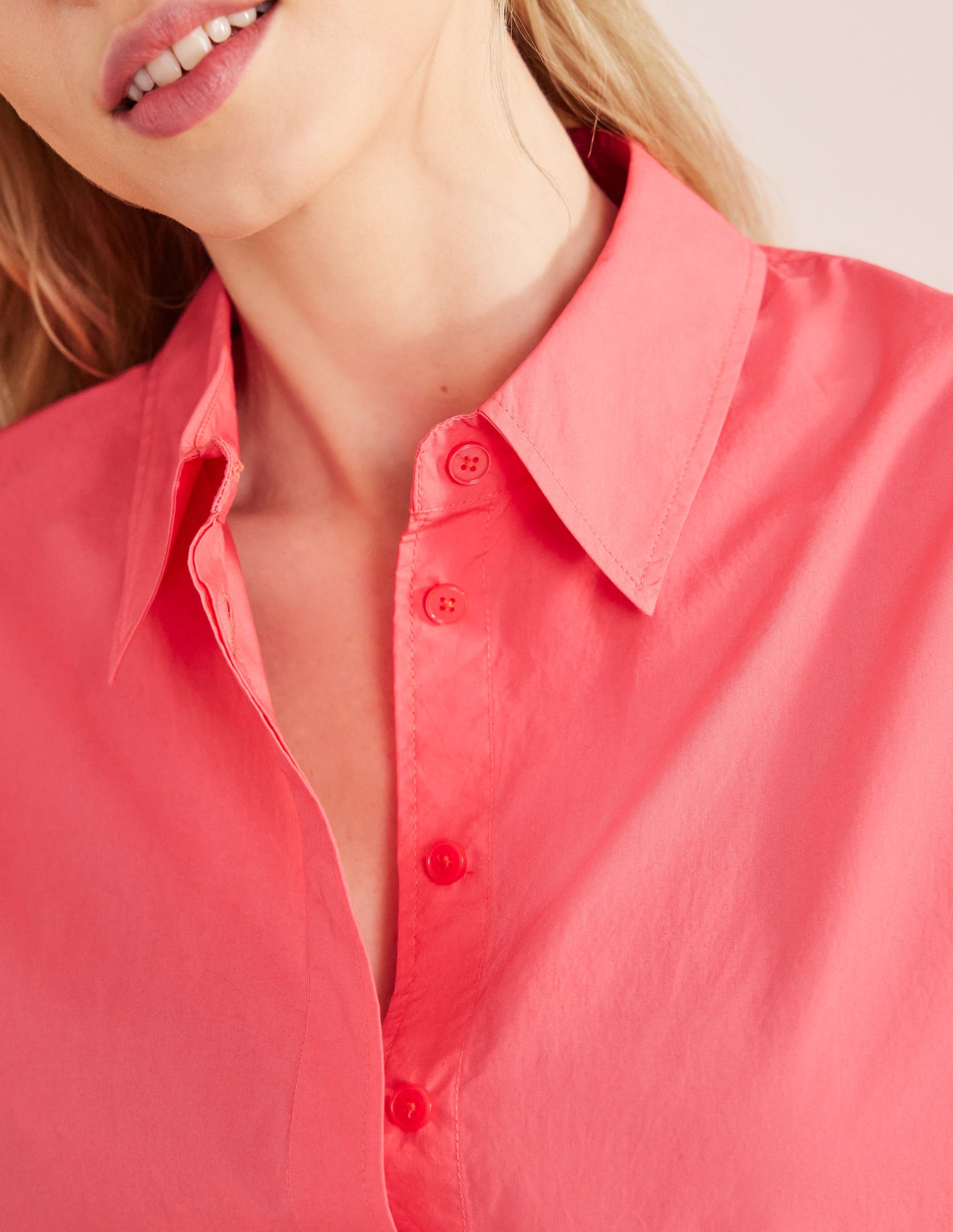 Oversized Cotton Shirt-Coral-2