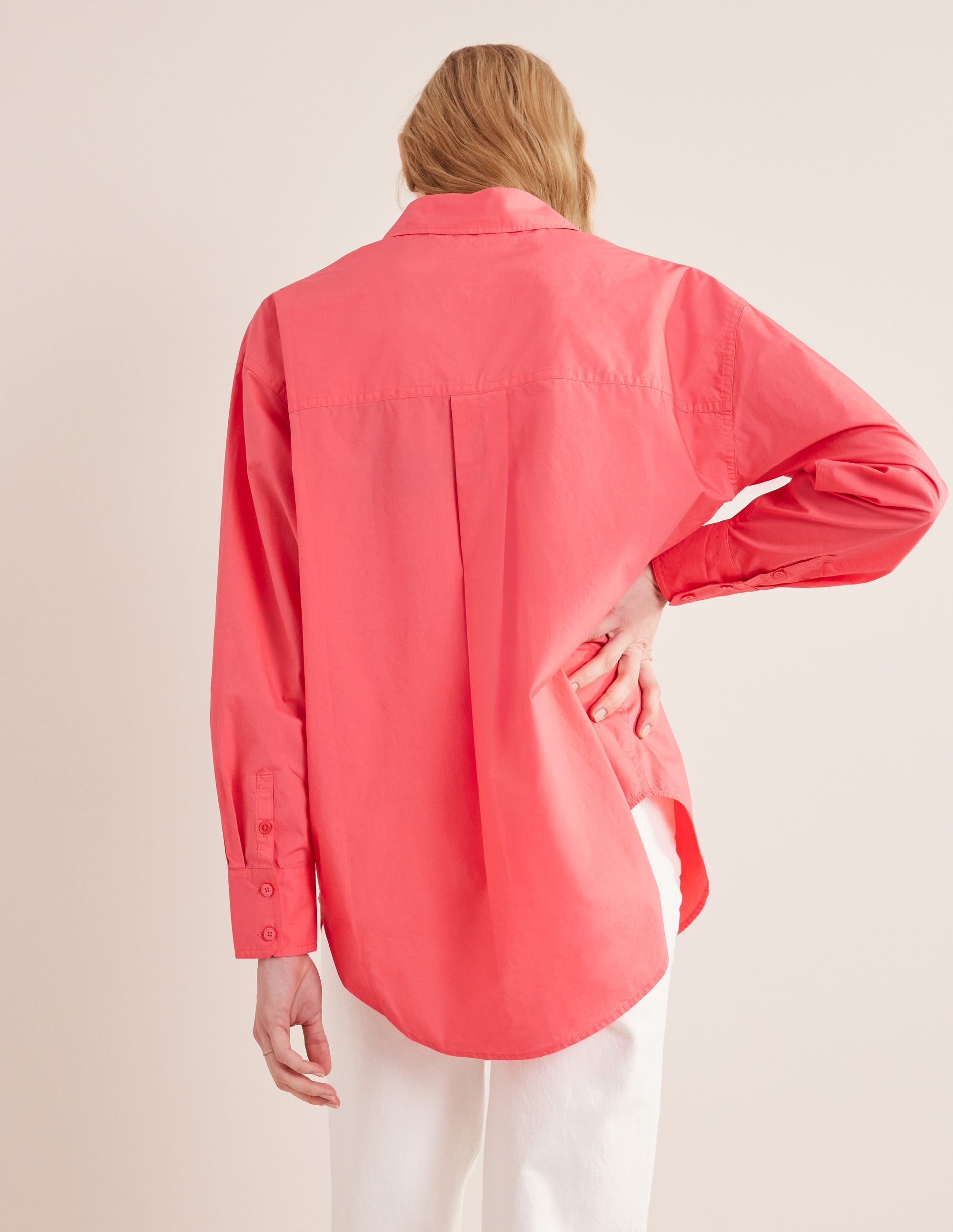 Oversized Cotton Shirt-Coral - Image 3