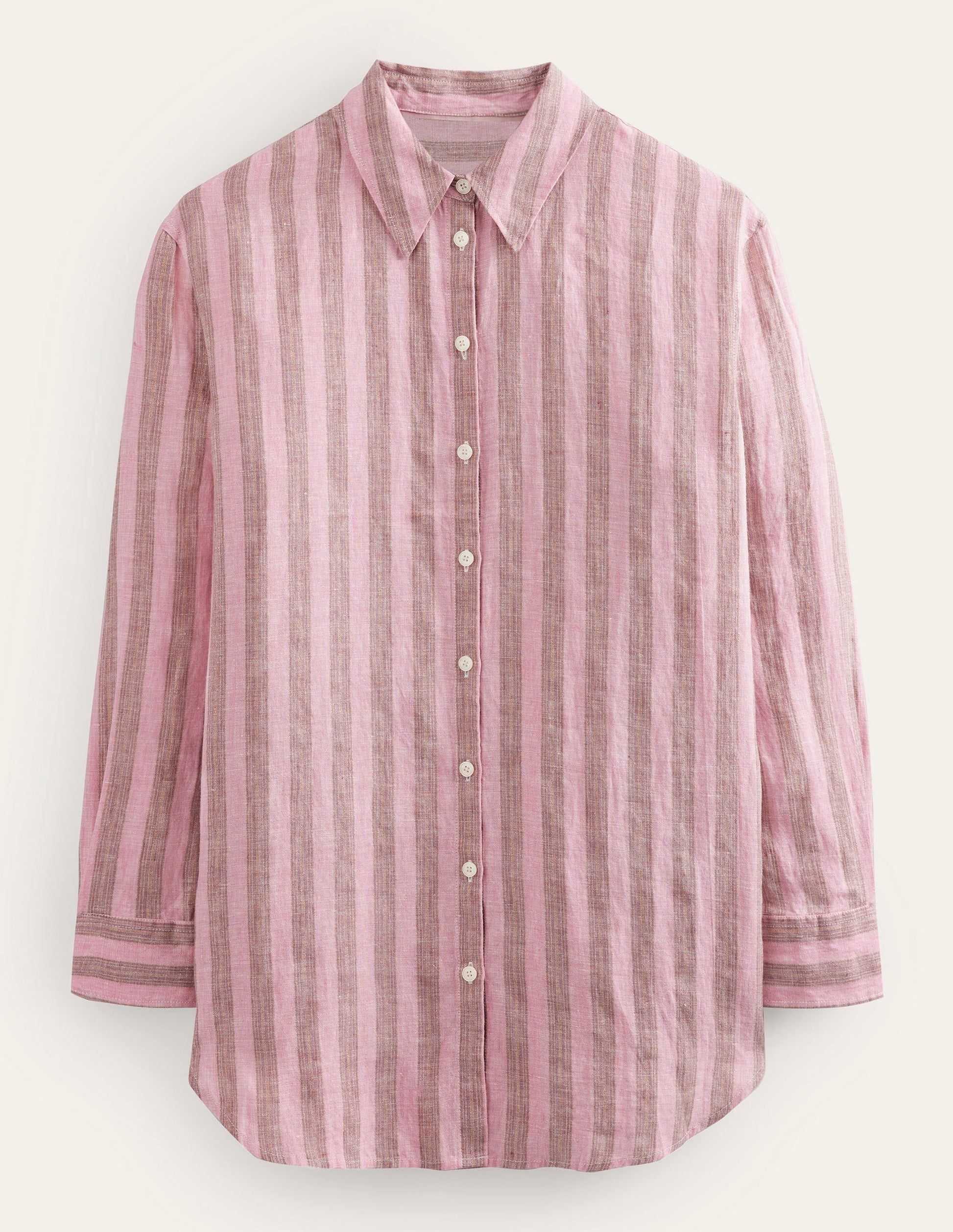 Relaxed Linen Shirt-Formica Pink, Sparkle Stripe-6