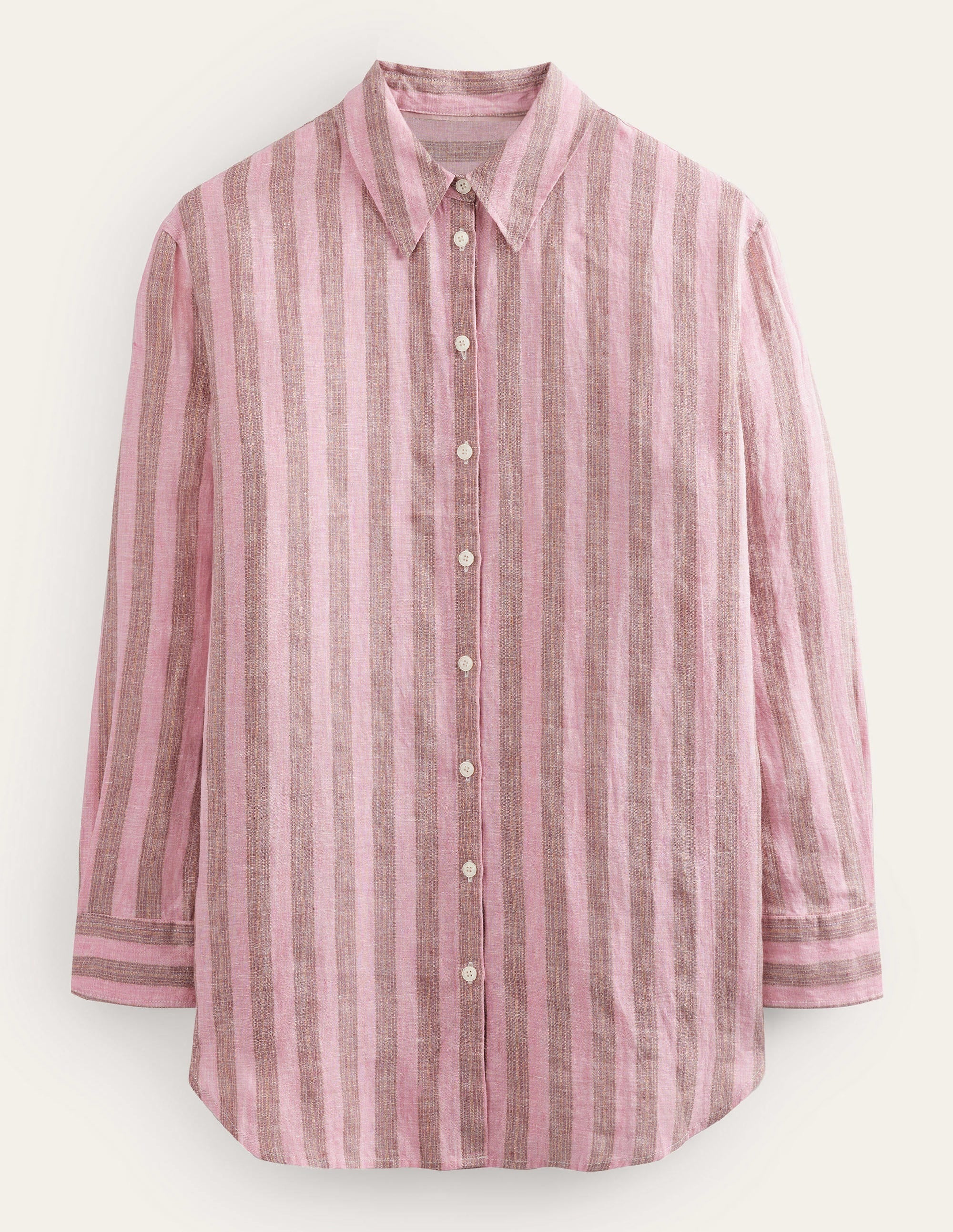 Relaxed Linen Shirt-Formica Pink, Sparkle Stripe - Image 6