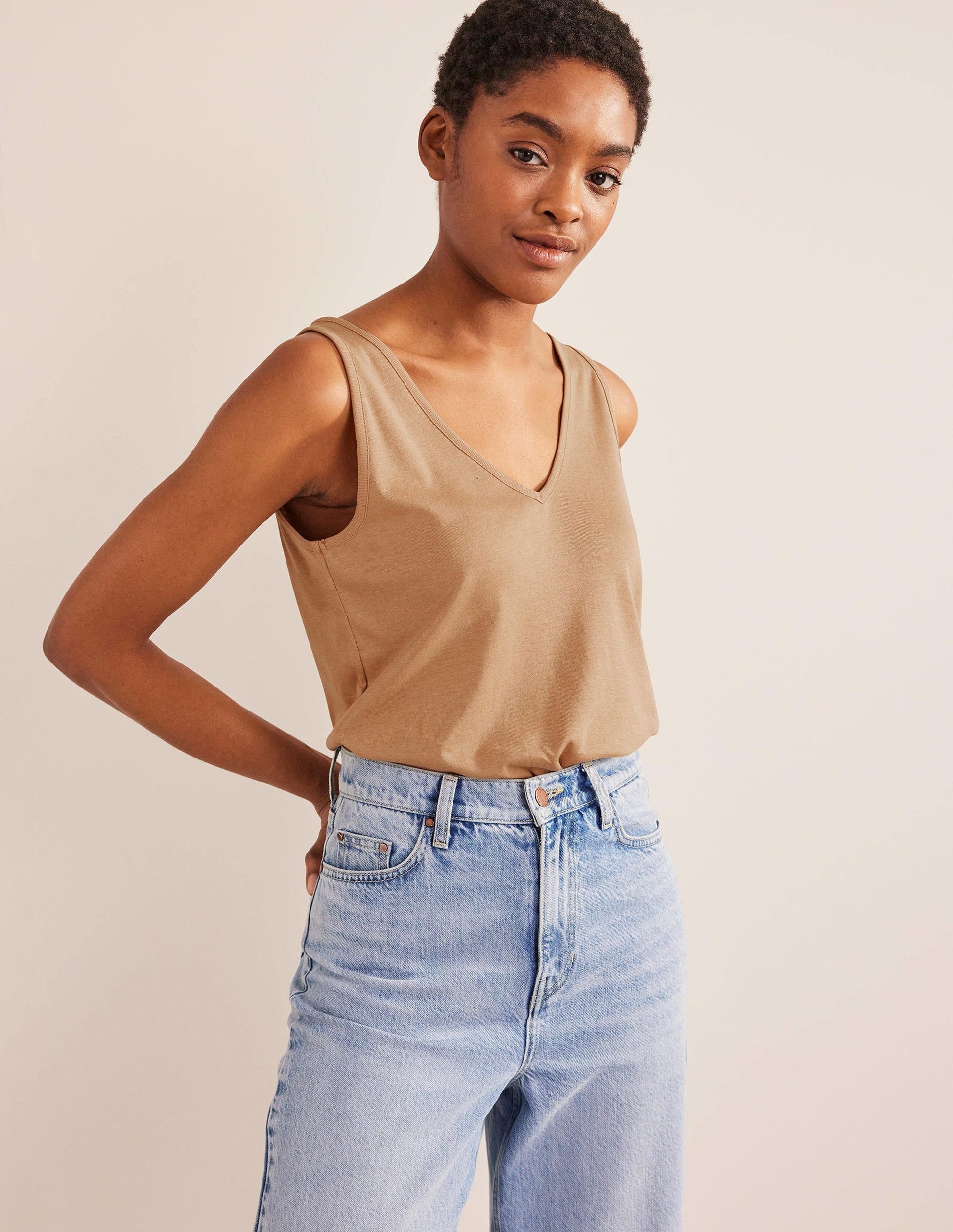 Soft Touch Vest-Camel-1