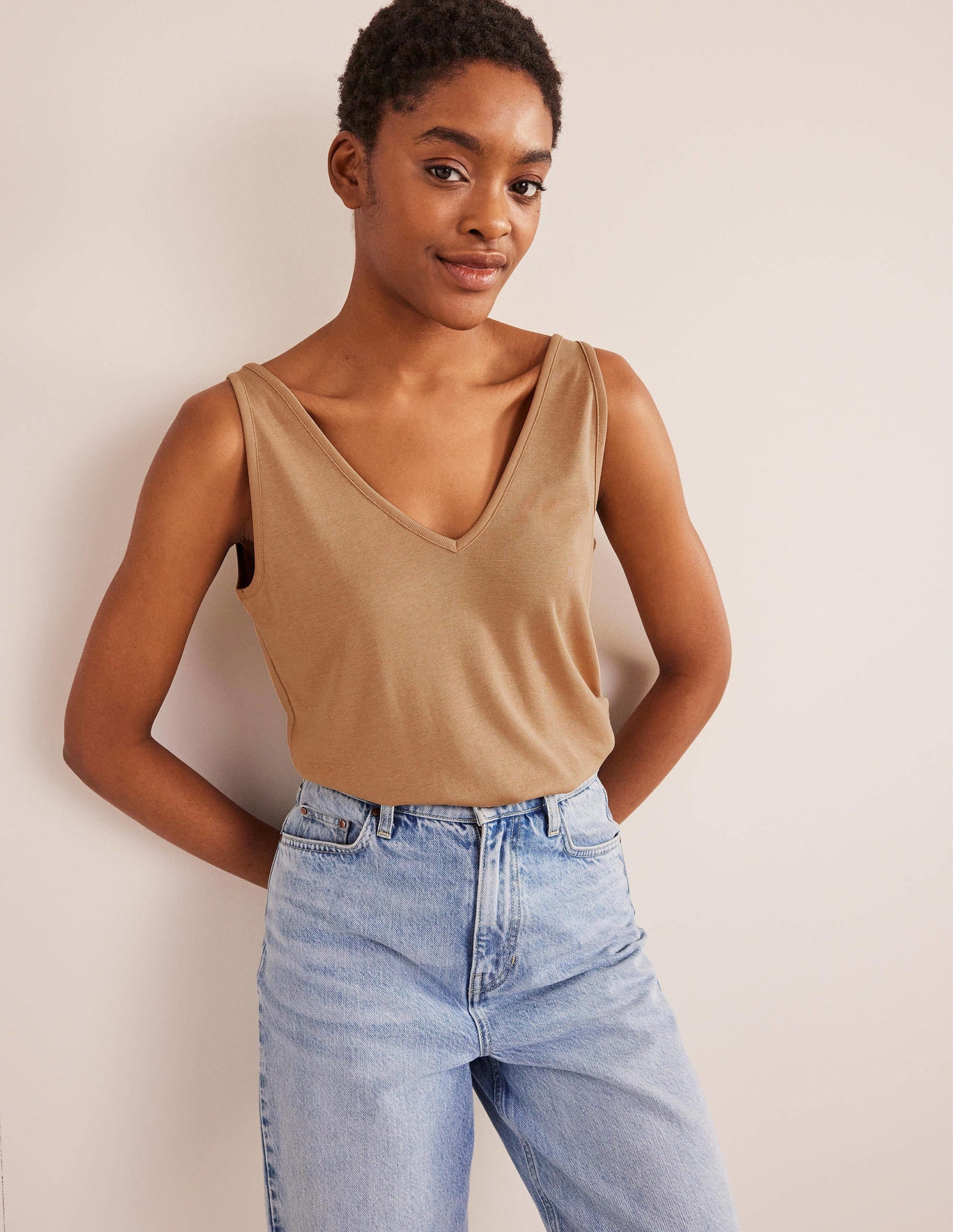 Soft Touch Vest-Camel-4