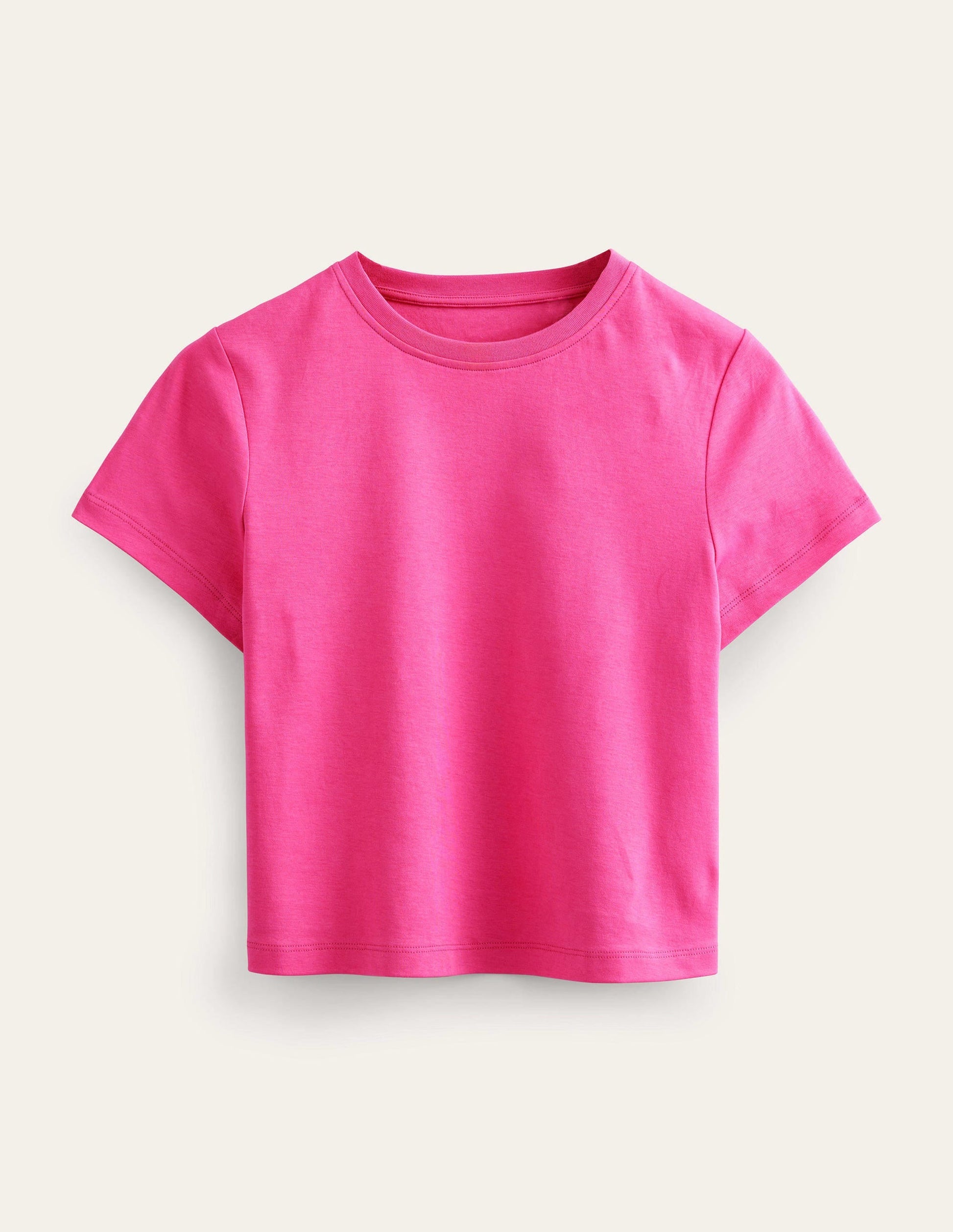 Perfect Cotton Cropped T-Shirt-Fuchsia Fedora-5