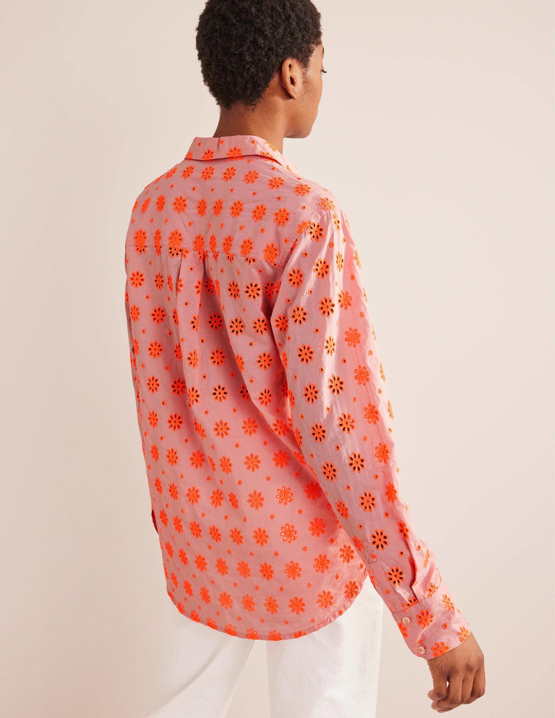 New Relaxed Cotton Shirt-Watermelon Punch-3