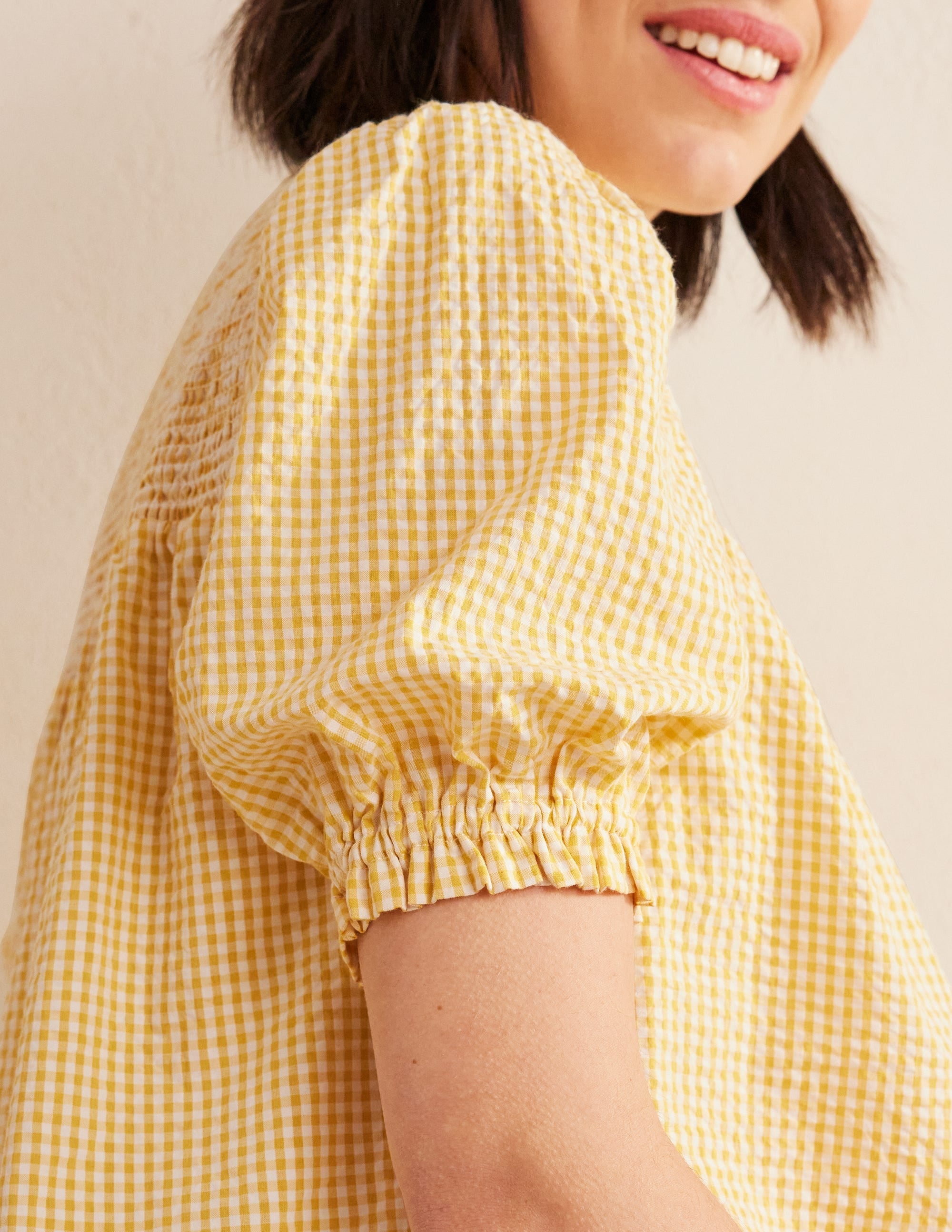 Puff Sleeve Seersucker Popover-Sweet Honeycomb Gingham - Image 2