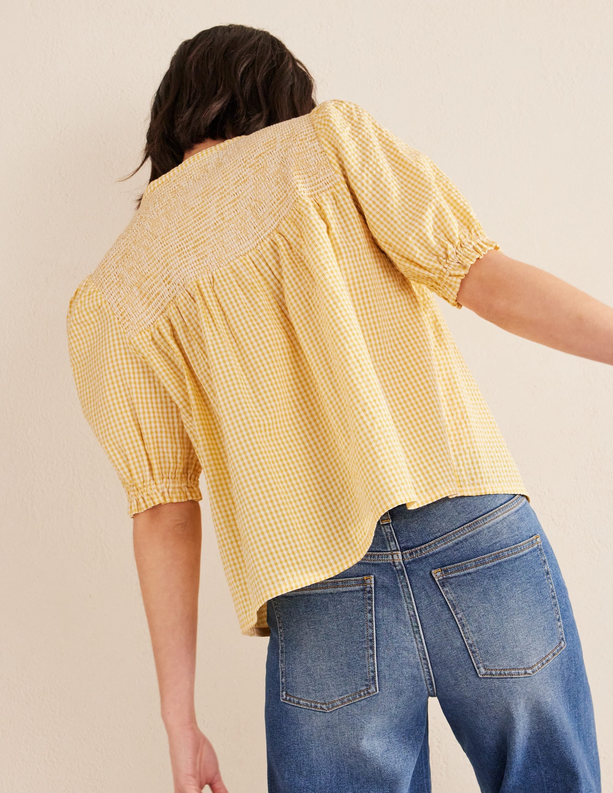 Puff Sleeve Seersucker Popover-Sweet Honeycomb Gingham - Image 3