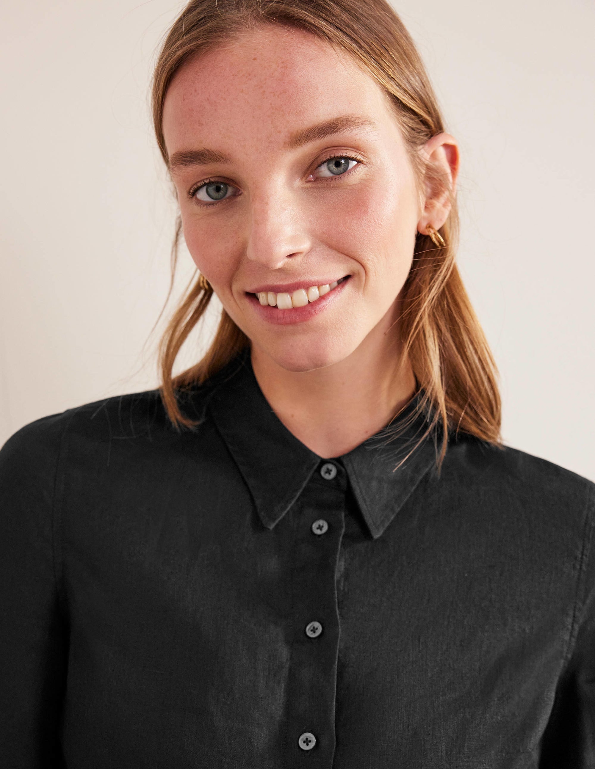 Short Sleeve Linen Shirt-Black - Image 2