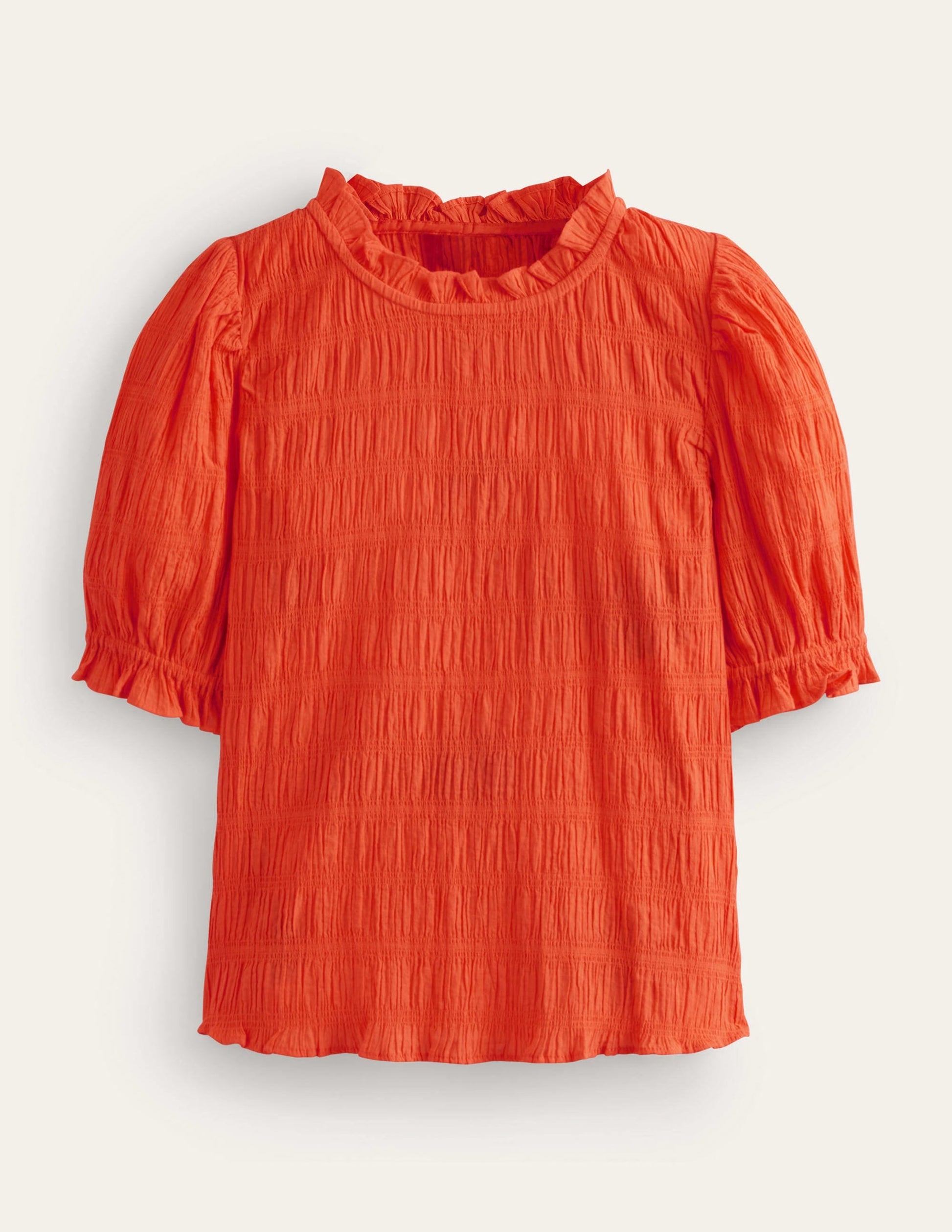 Fitted Textured Top-Vermillion Red-5