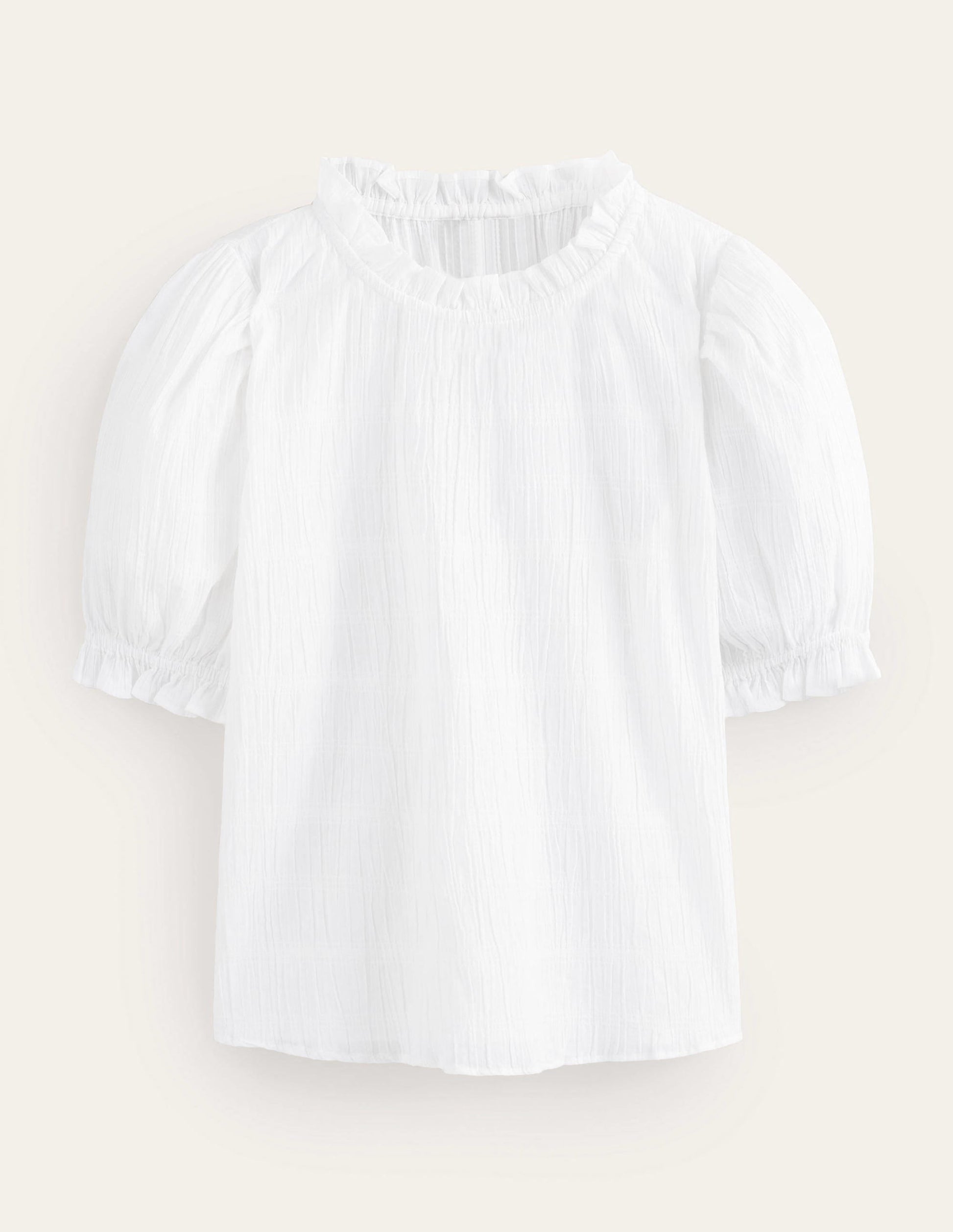 Fitted Textured Top-White-5