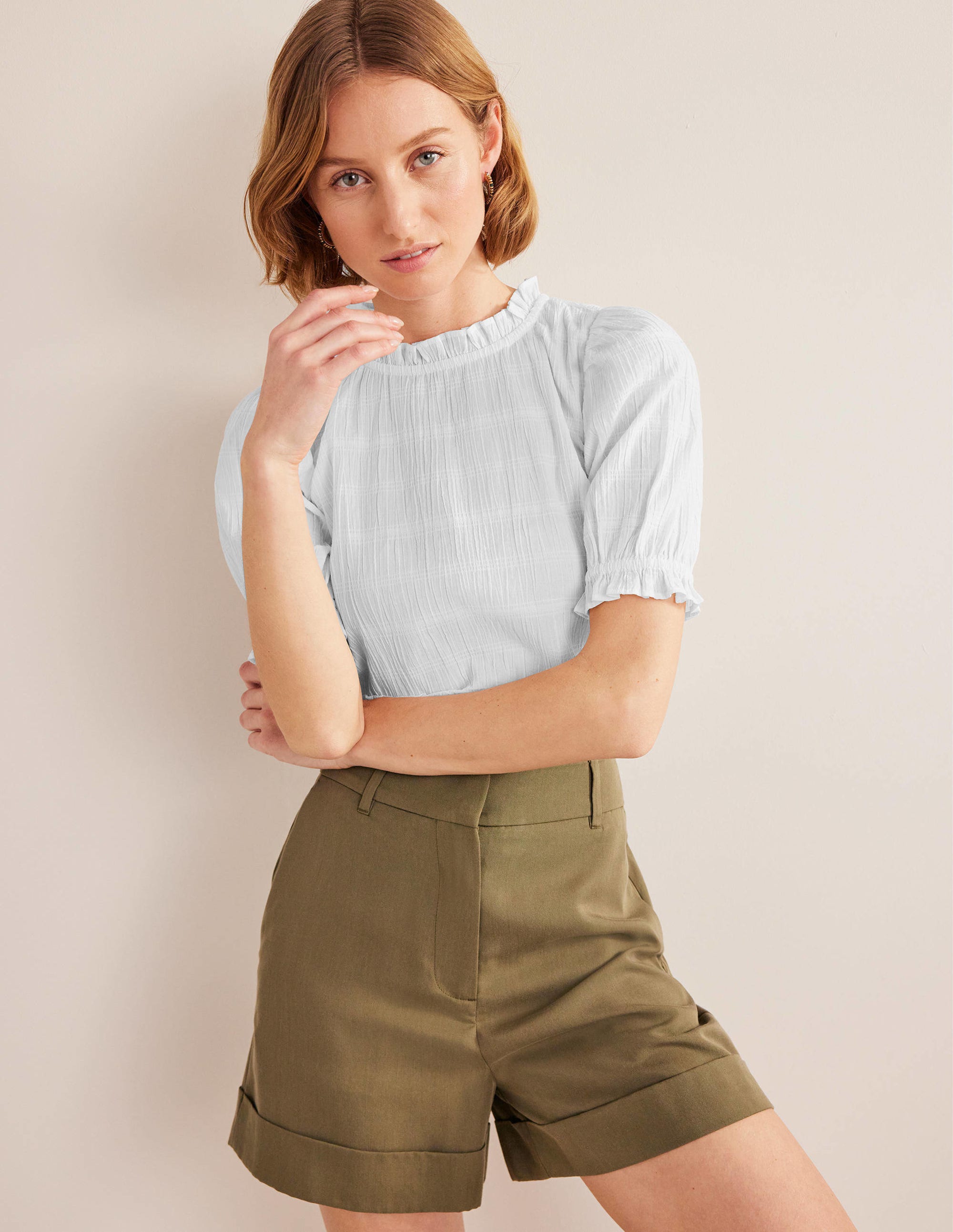 Fitted Textured Top-White - Image 1