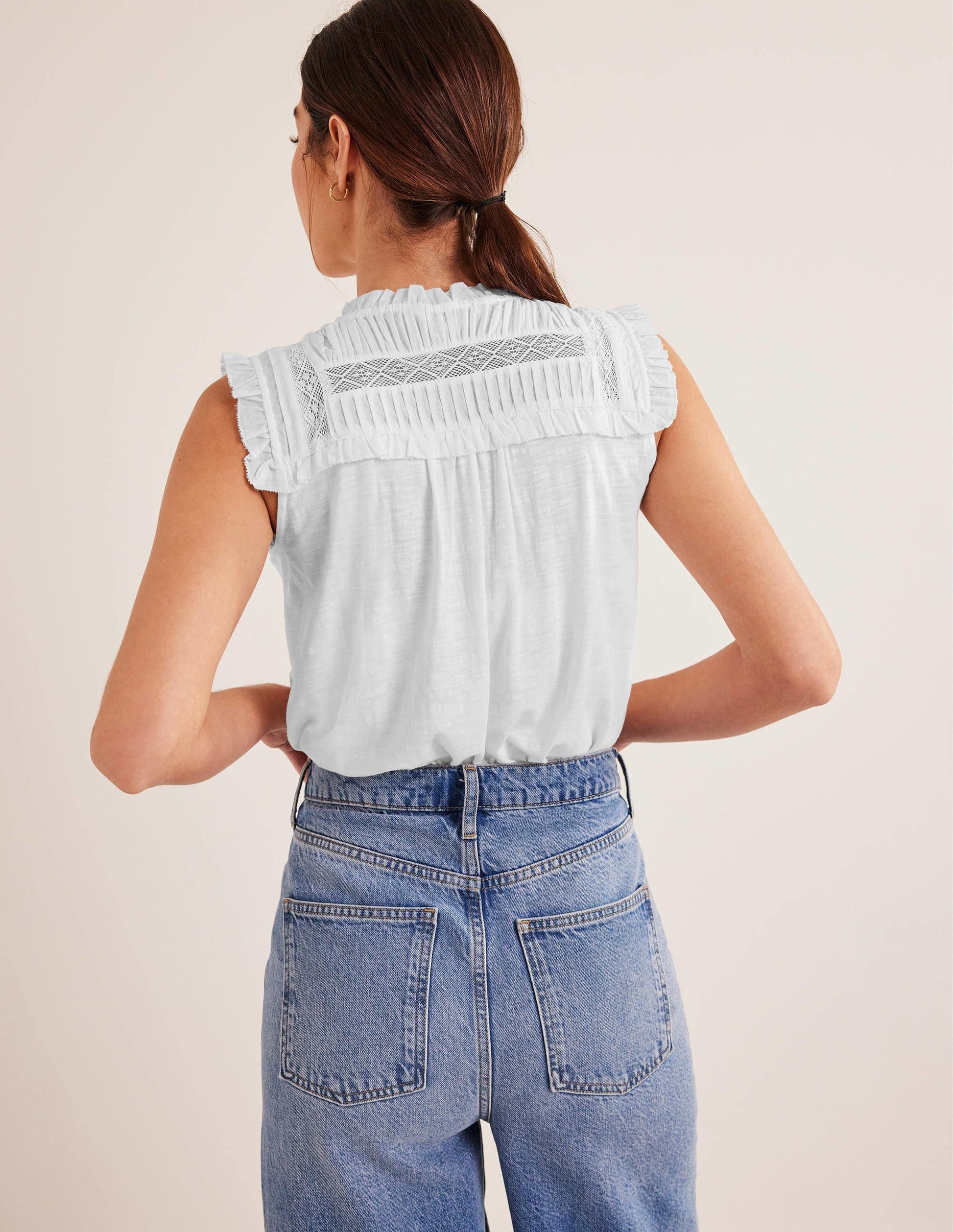 Yoke Detail Jersey Shirt-White-3