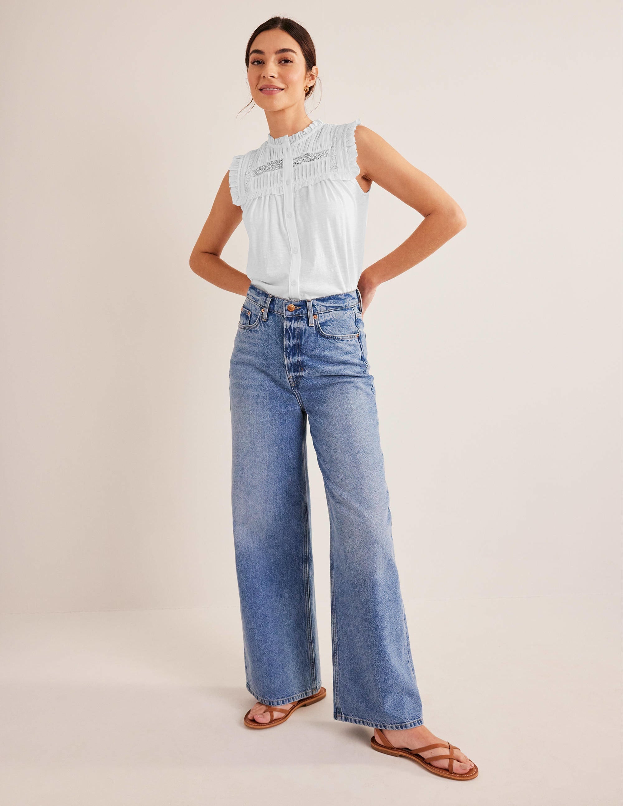 Yoke Detail Jersey Shirt-White - Image 4