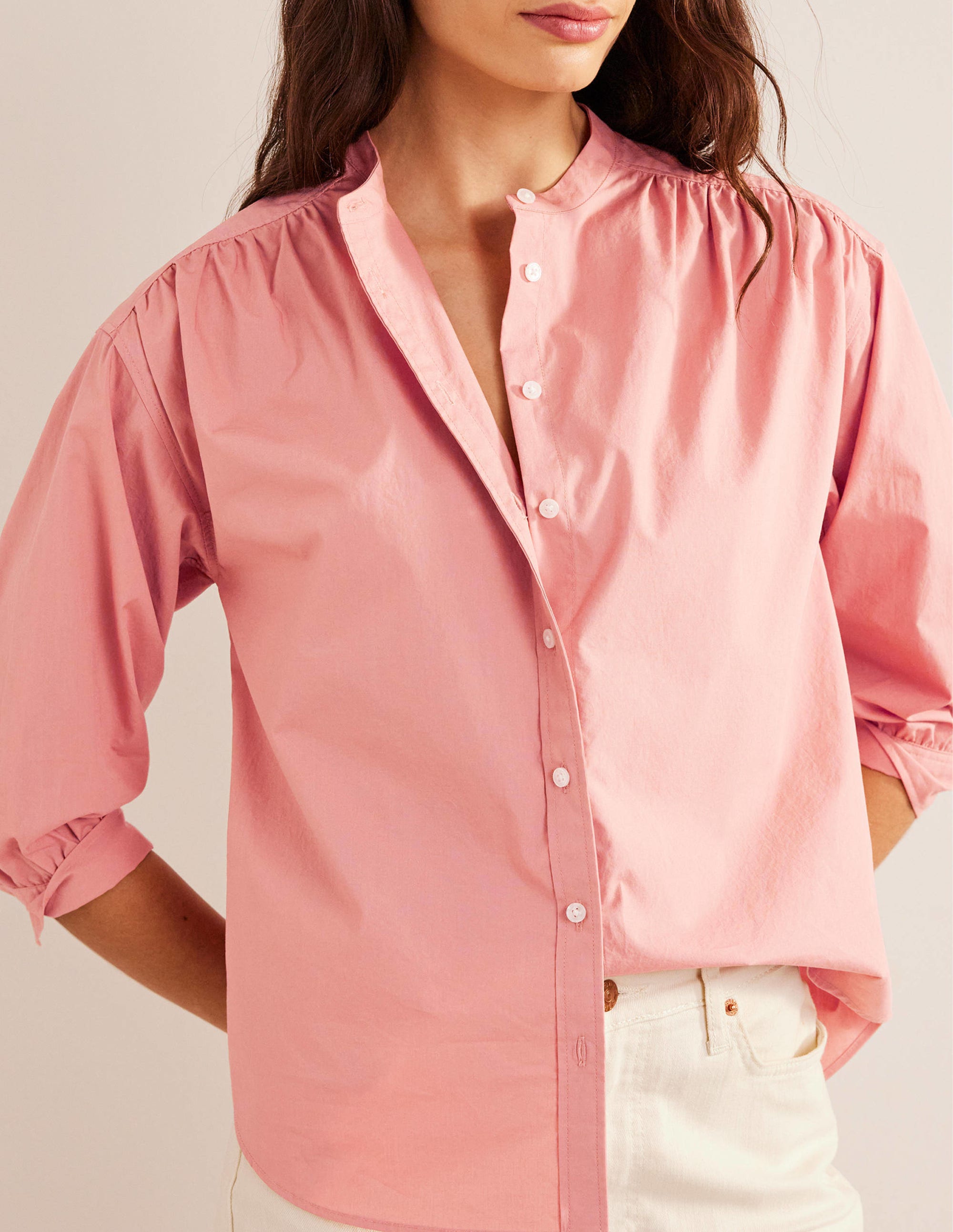 Relaxed Poplin Shirt-Rose Pink - Image 4
