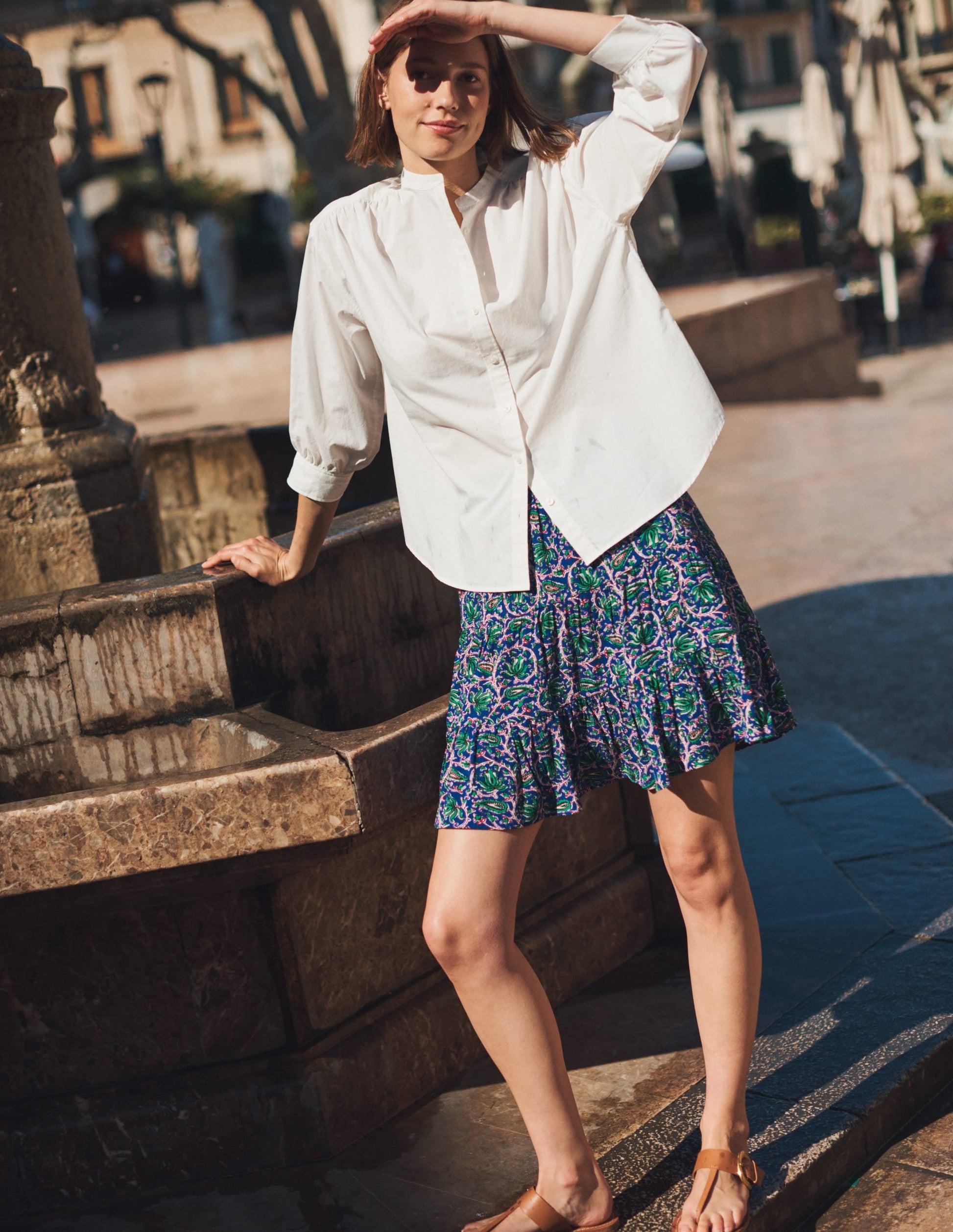 Relaxed Poplin Shirt-White-5
