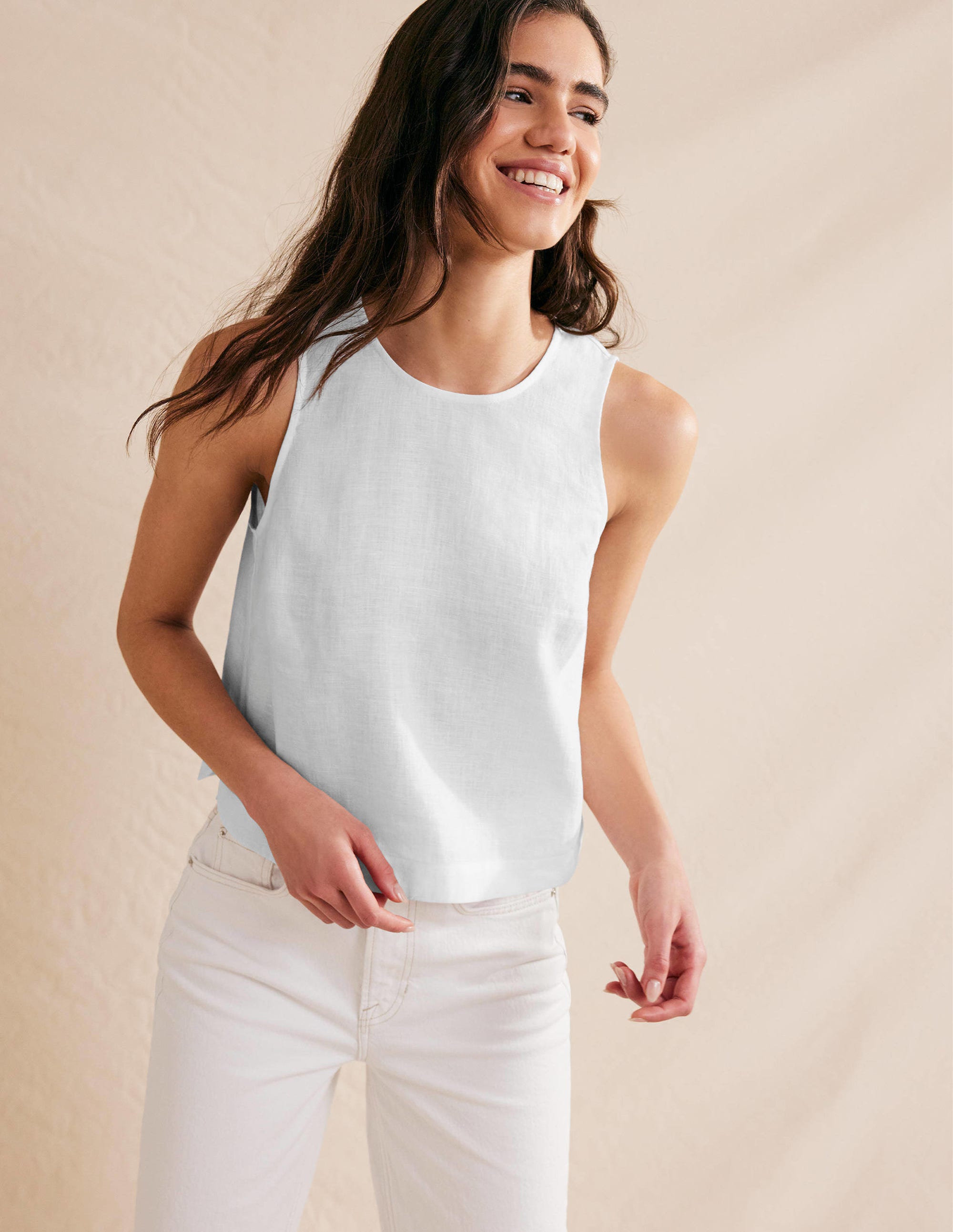 Boxy Linen Shell Top-White - Image 1
