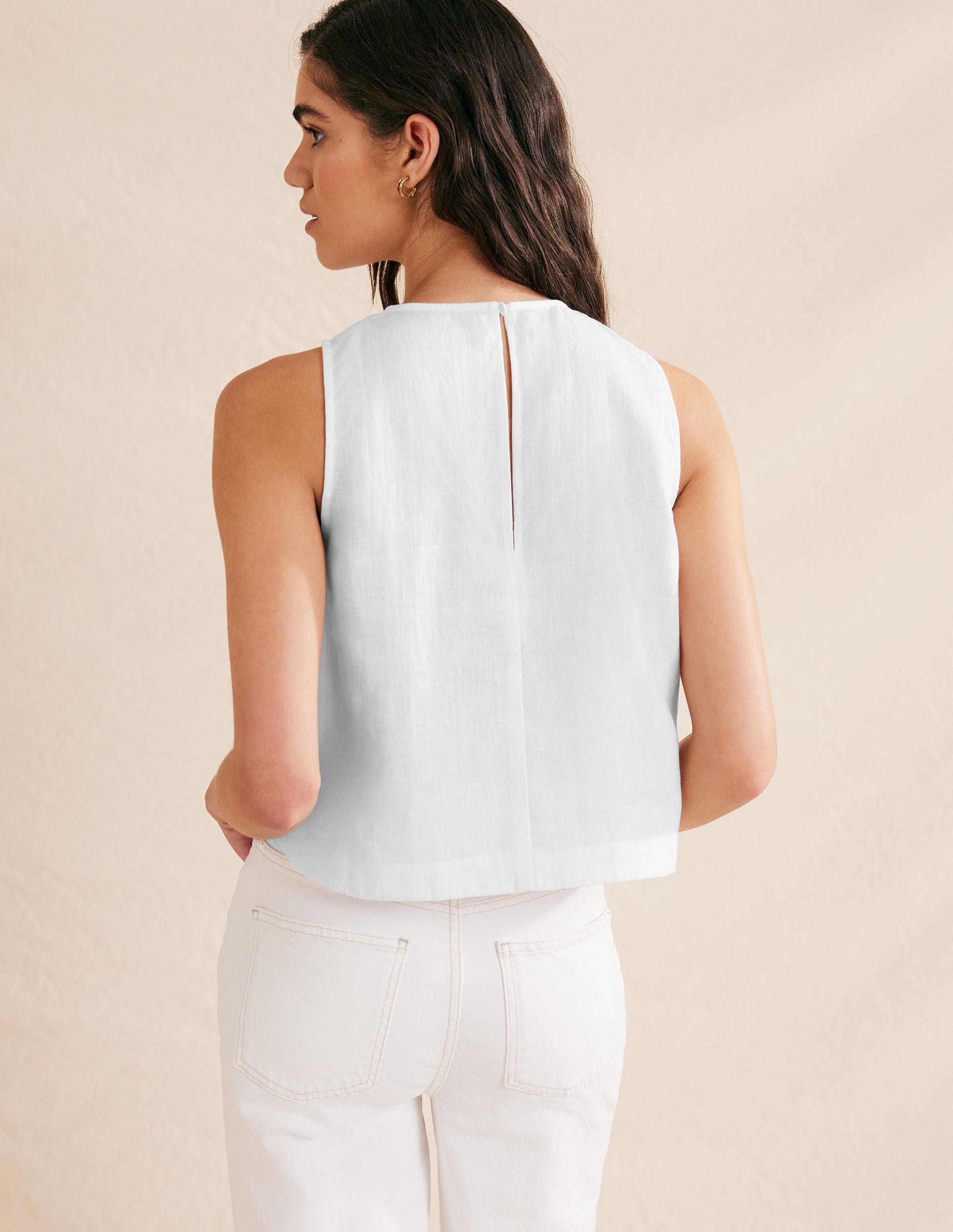 Boxy Linen Shell Top-White - Image 3