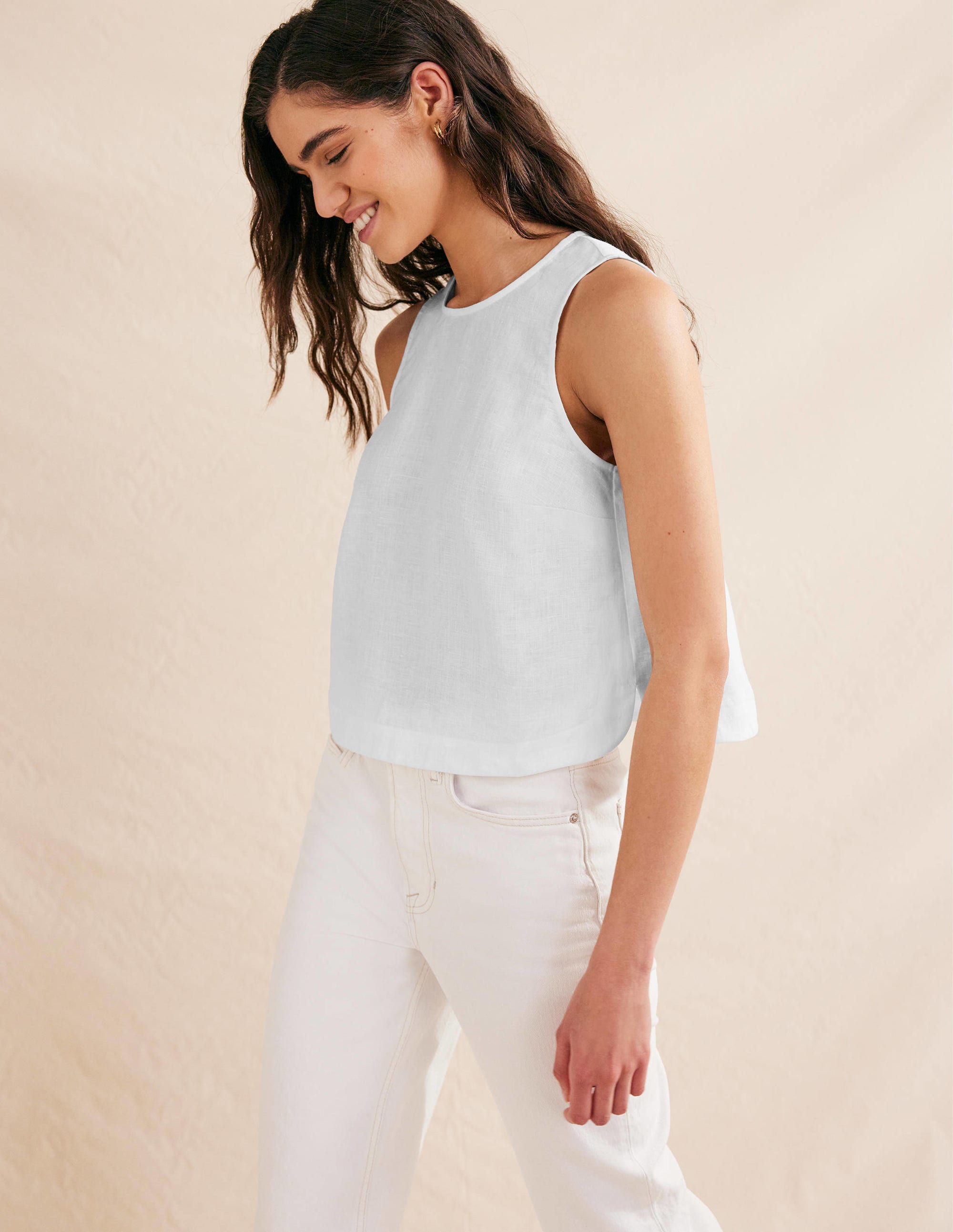 Boxy Linen Shell Top-White - Image 4