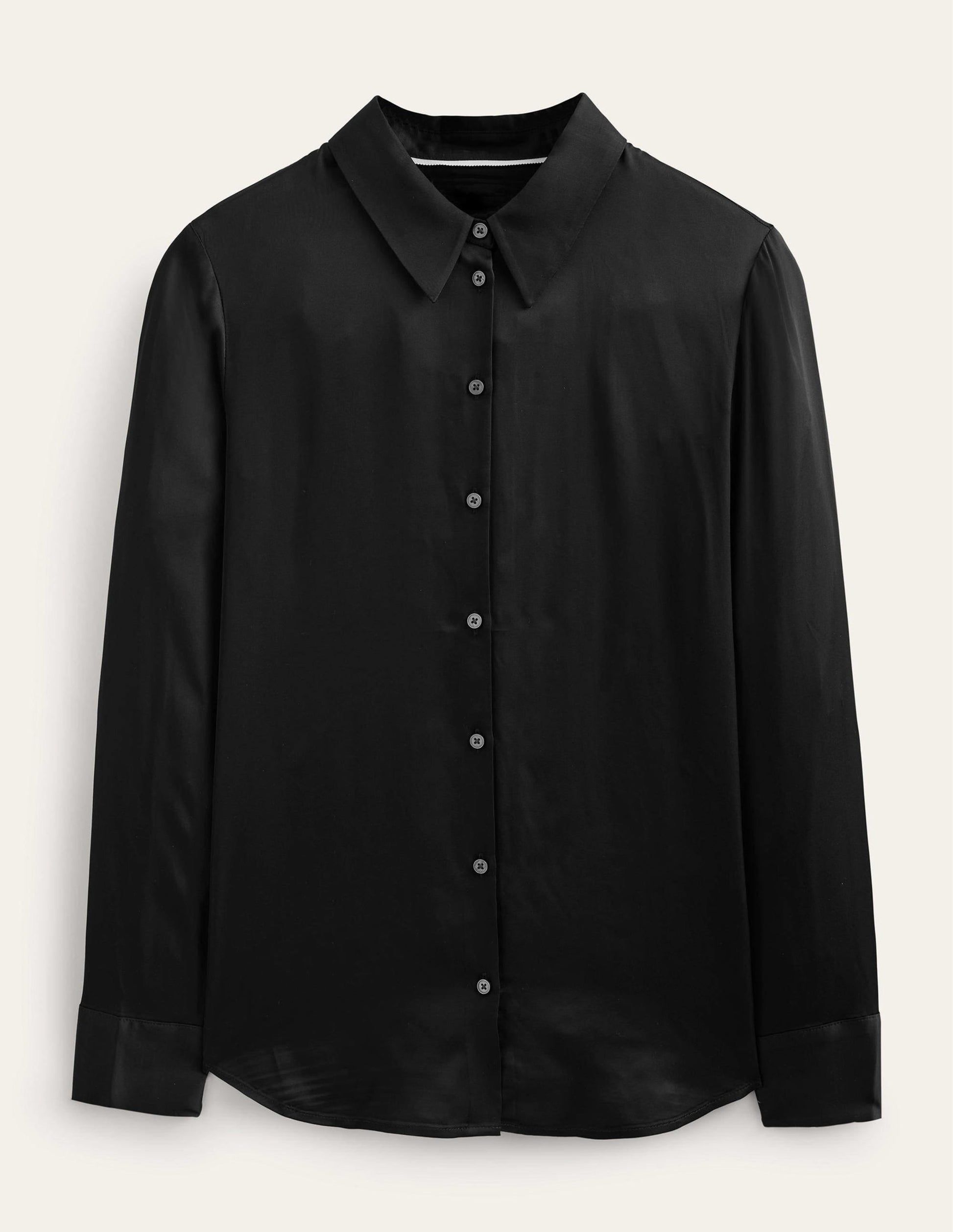 Relaxed Satin Shirt-Black-5